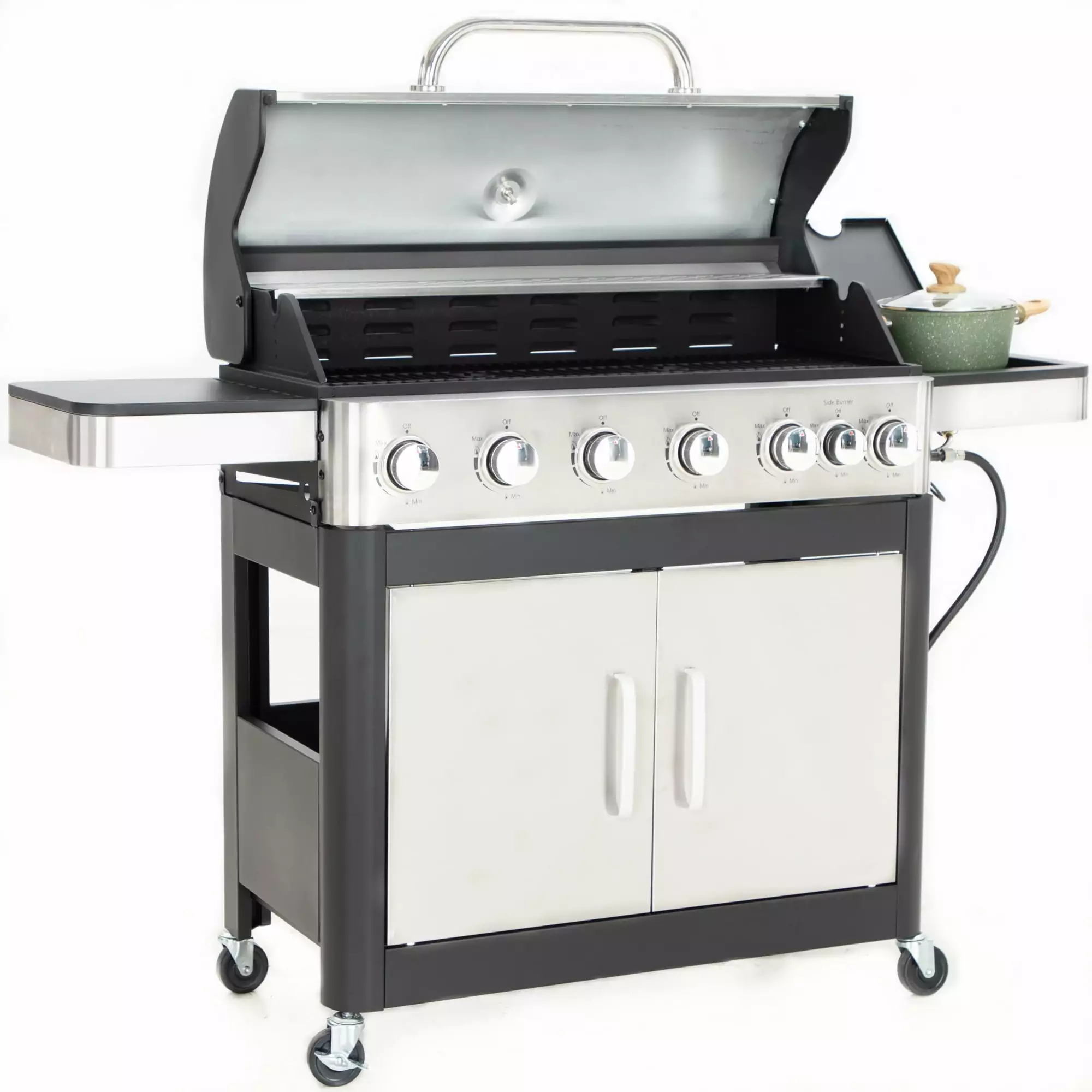 Alpha Joy Stainless Steel 6-Burner Propane Gas Grill Side Burner