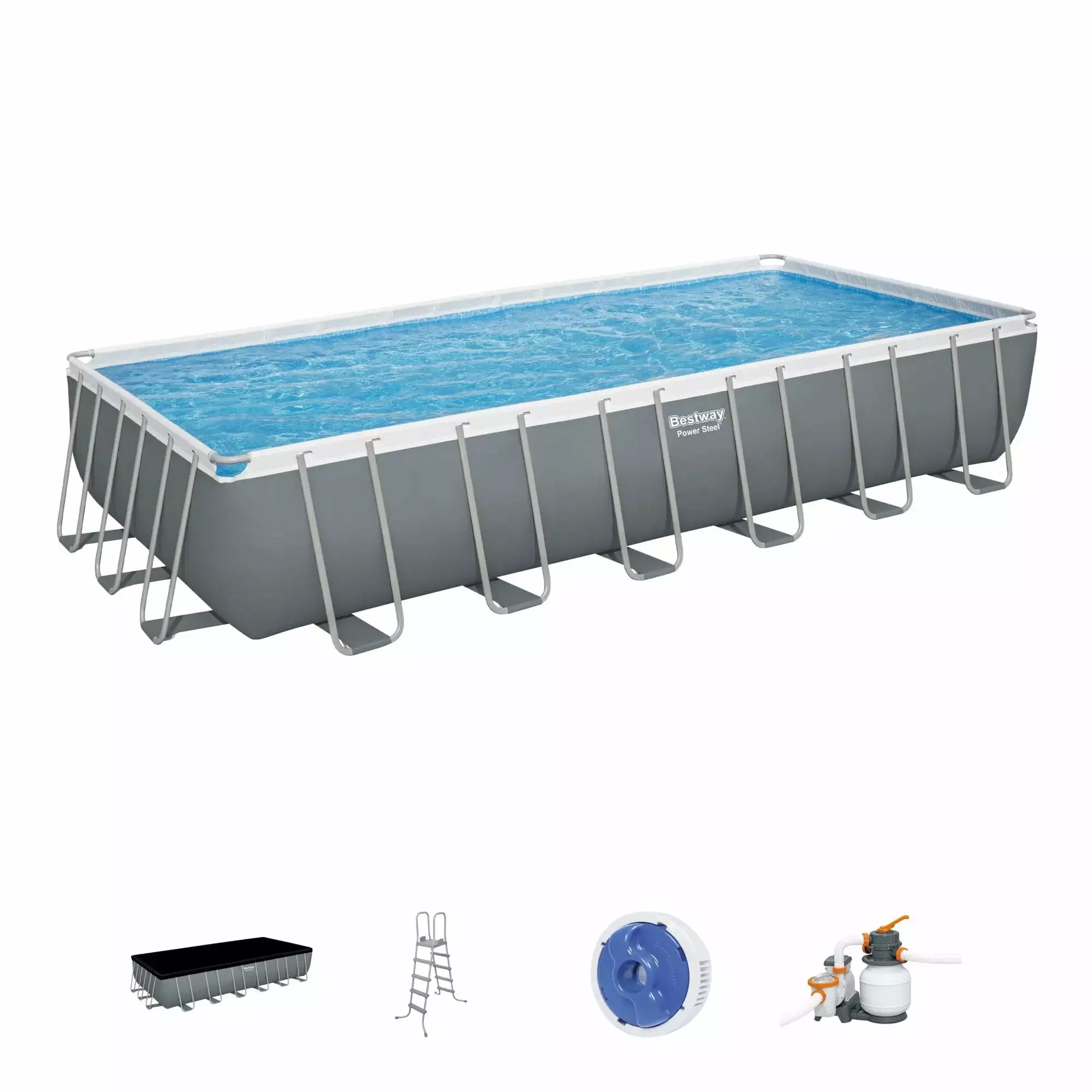 Bestway 24' x 12' x 52 Rectangular Frame Above Ground Swimming Pool Set 18ft