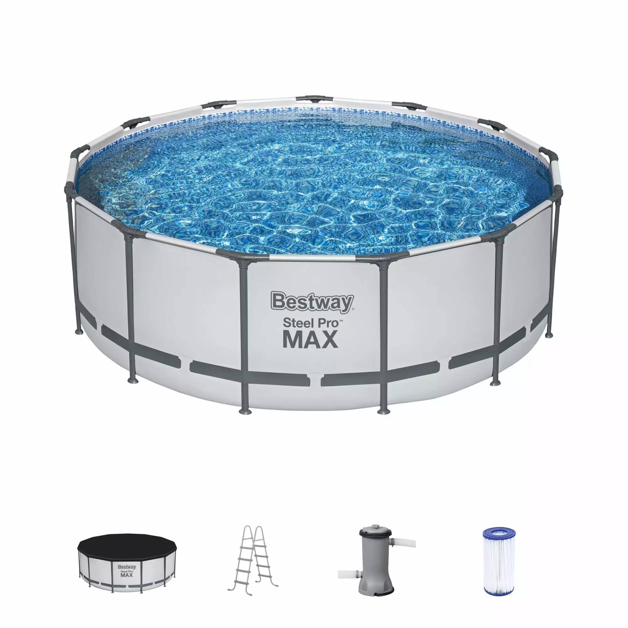 Bestway Steel Pro MAX 13 Foot Round Above Ground Swimming Pool Set