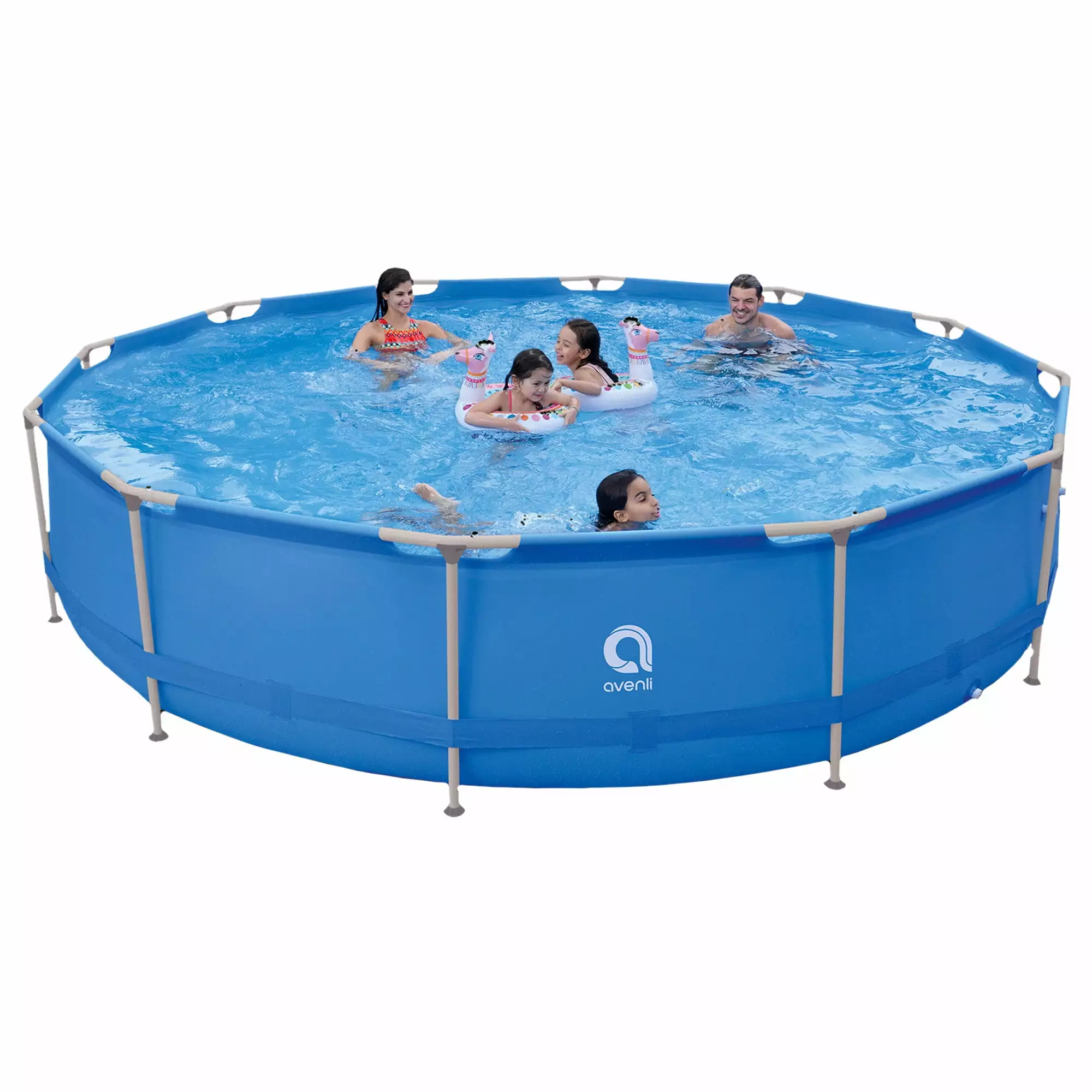 JLeisure Avenli 15 Foot x 36 Inch Steel Frame Above Ground Swimming Pool 15