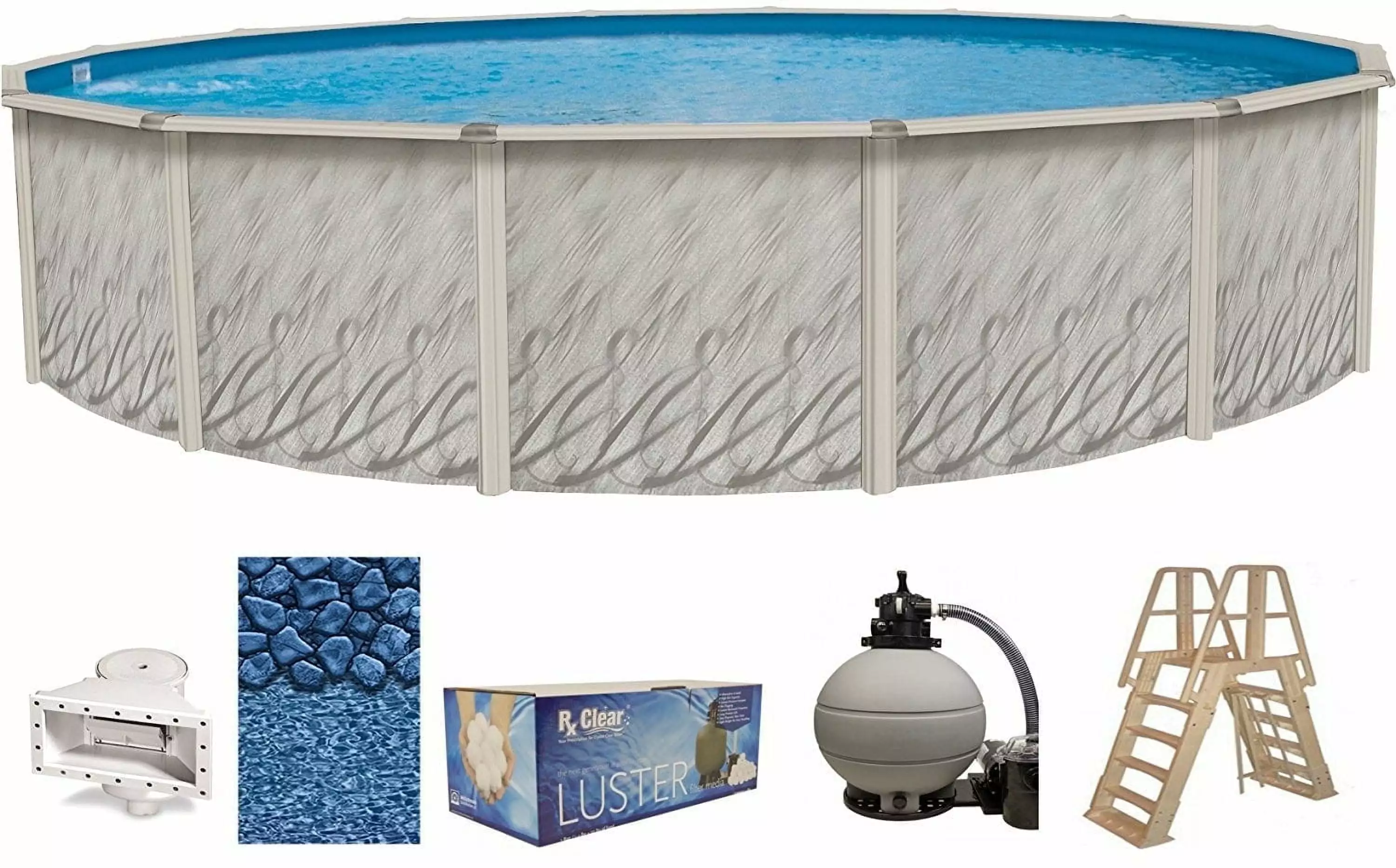 Lake Effect Pools Meadows 12' Round 52 Wall Above-Ground Swimming Pool Full Start-Up Kit 12