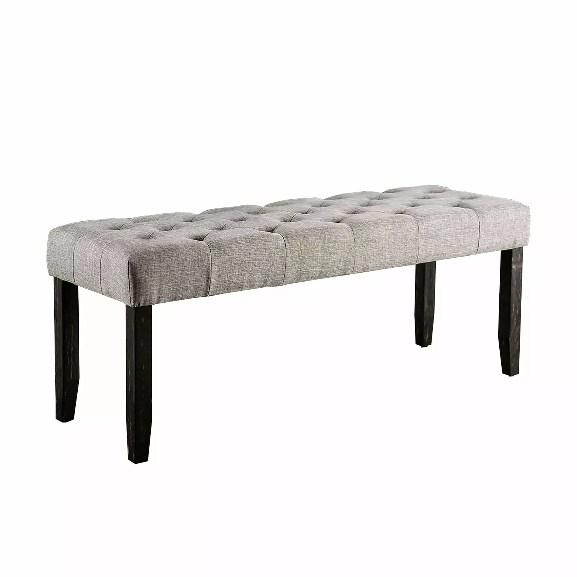 48 Inches Bench Tufted Seat and Chamfered Legs Light Gray Living Room Benches Bed Bath & Beyond
