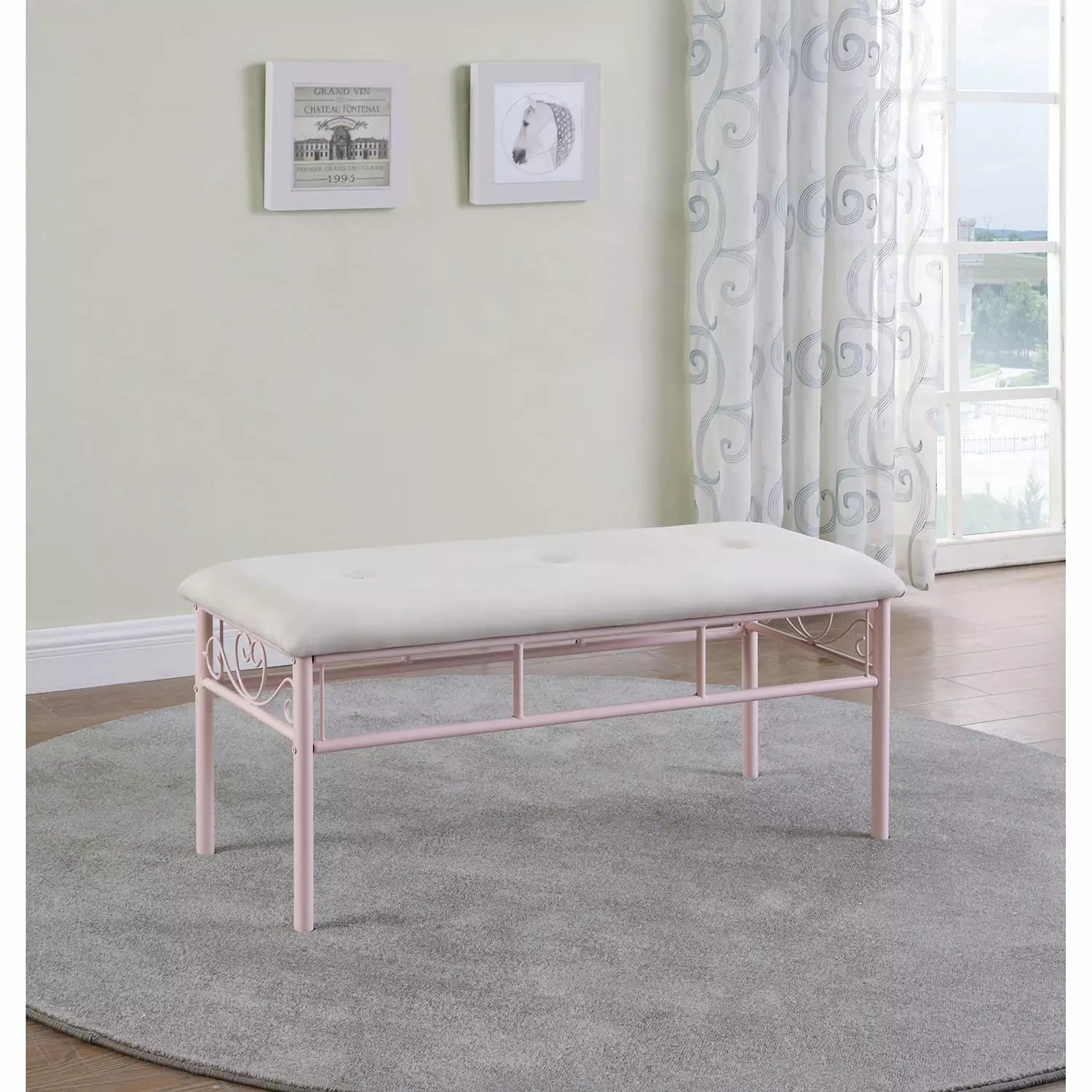 Massi Tufted Upholstered Bench Powder Pink Living Room Accent Furniture Ottomans Coaster Company