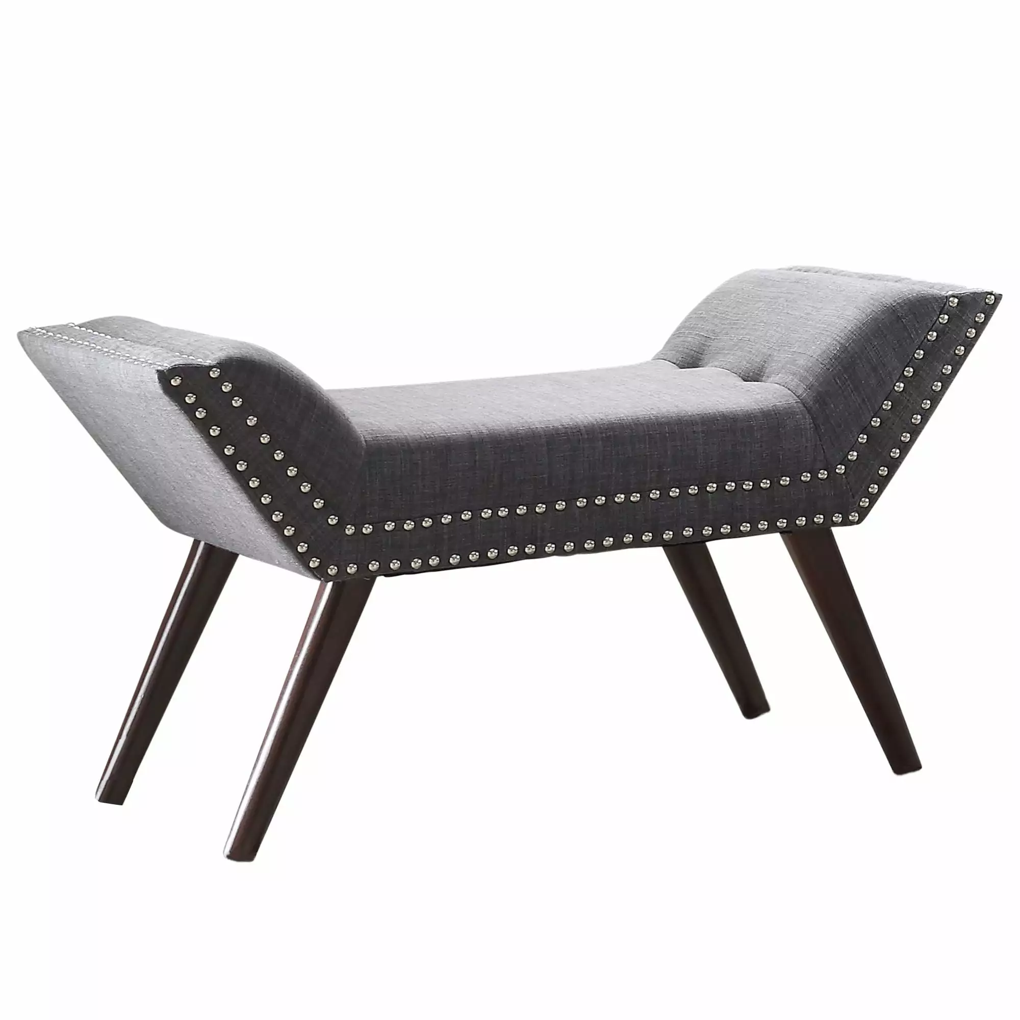 Contemporary Home Living 35 Gray and Brown Contemporary Bench Nailhead Trim Benches