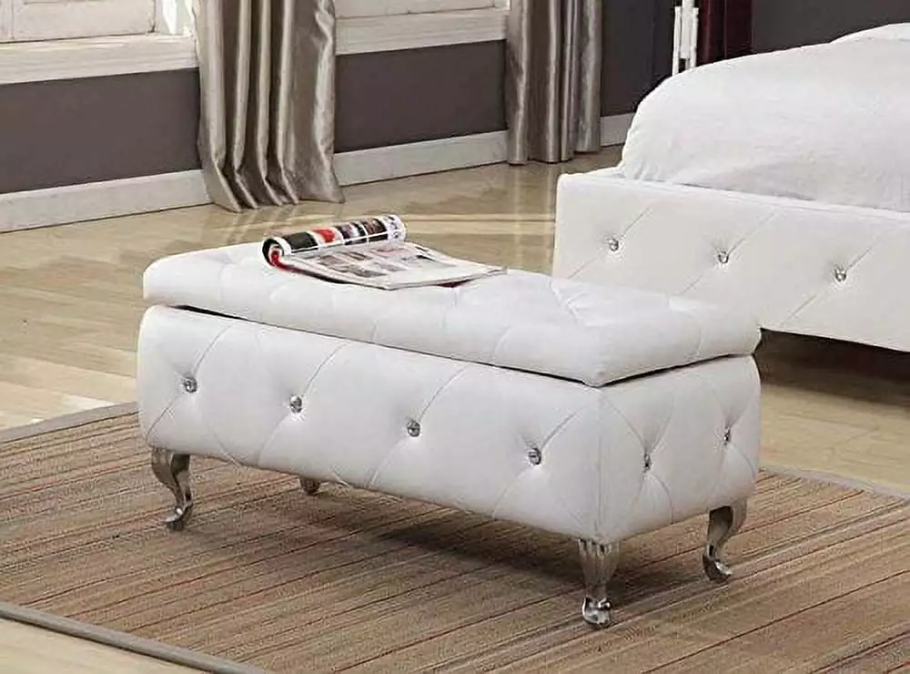 Inroom Furniture Design B5104-BE Upholstered Bench Modern Living Room Accent Piece Ottomans InRoom Designs