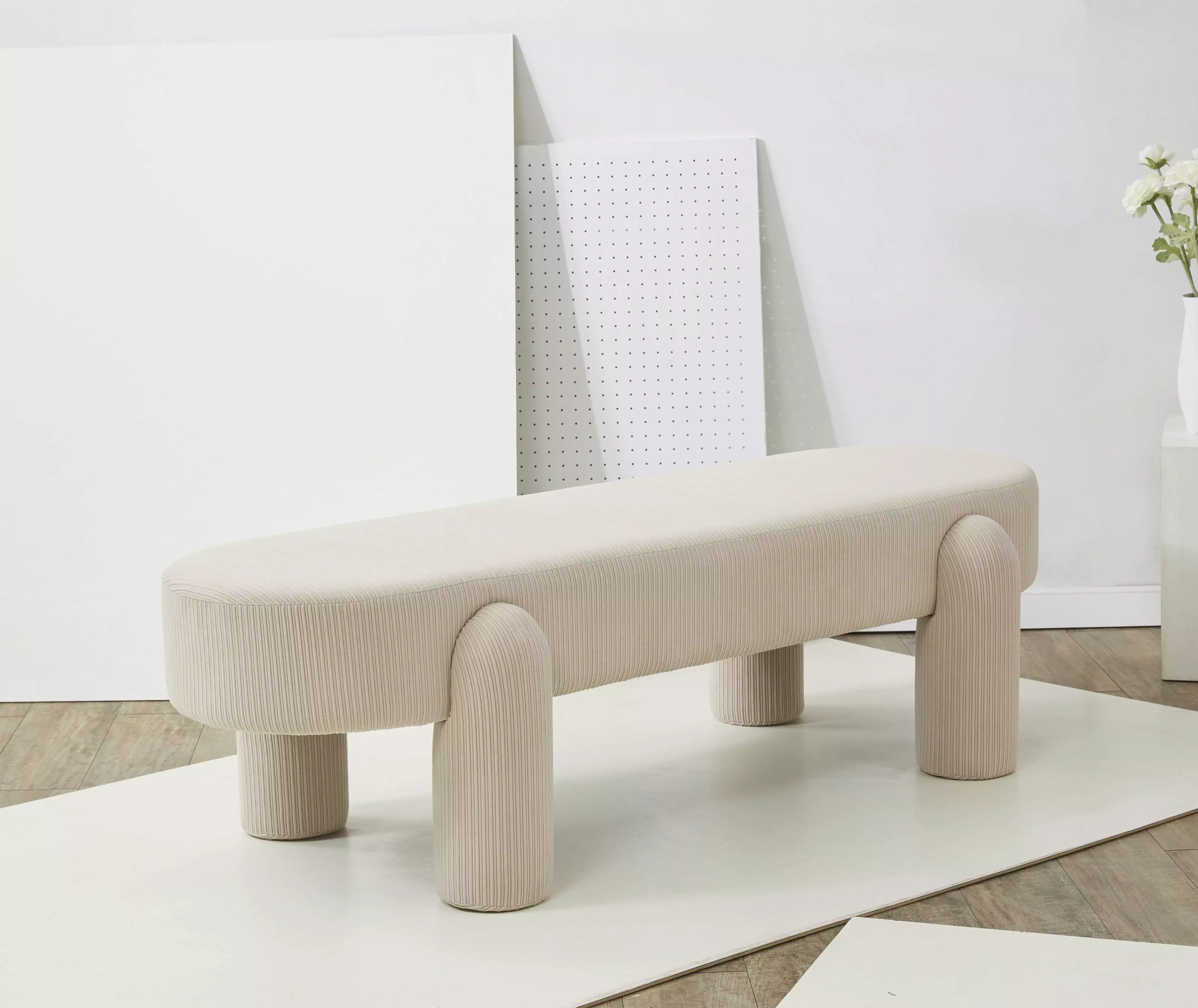 SAFAVIEH Couture Laurence Modern Cordoroy Modern Bench - Sand Colored Accent Bench Benches
