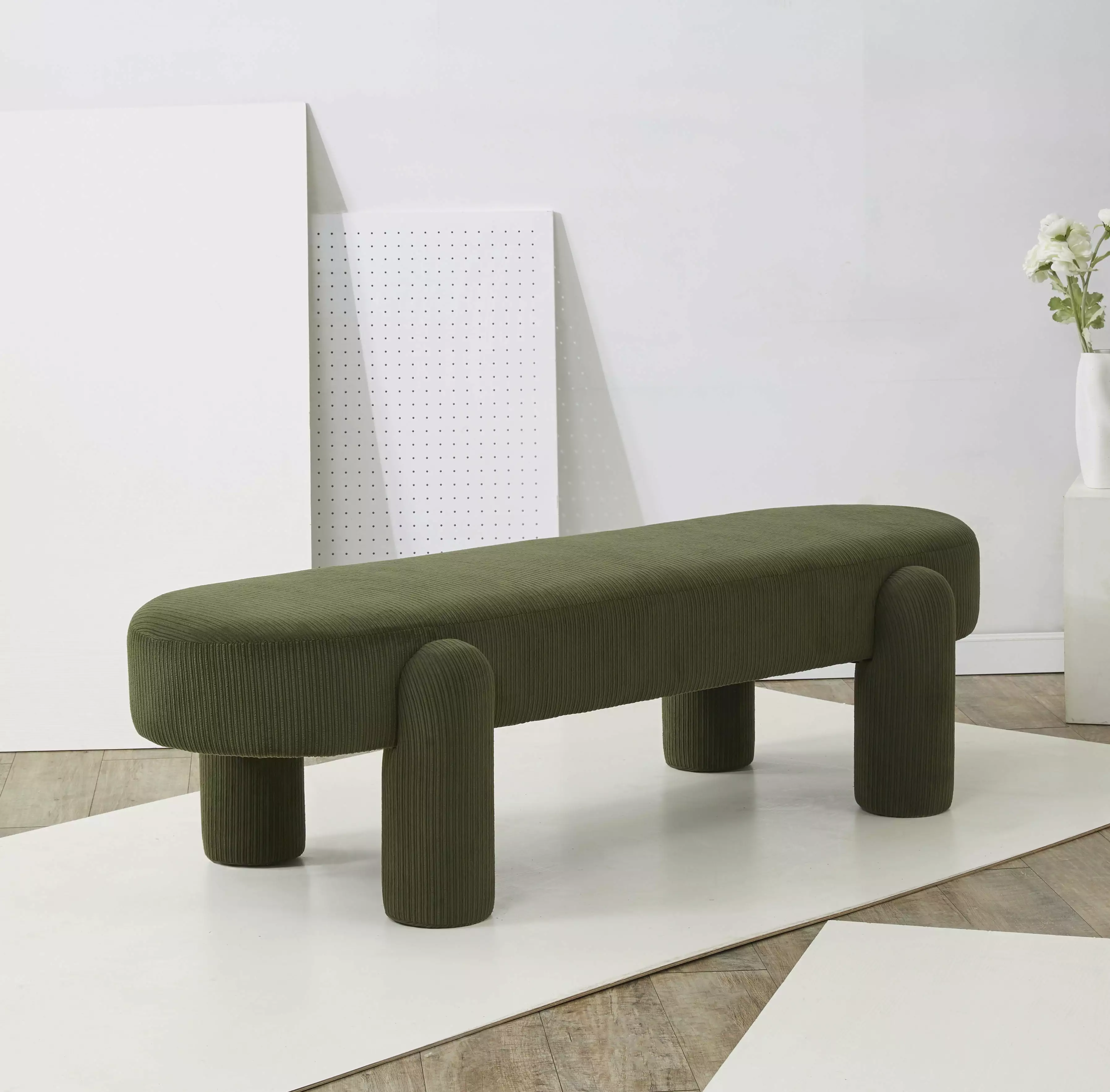 SAFAVIEH Couture Laurence Modern Cordoroy Modern Bench - Olive Green Accent Bench Benches