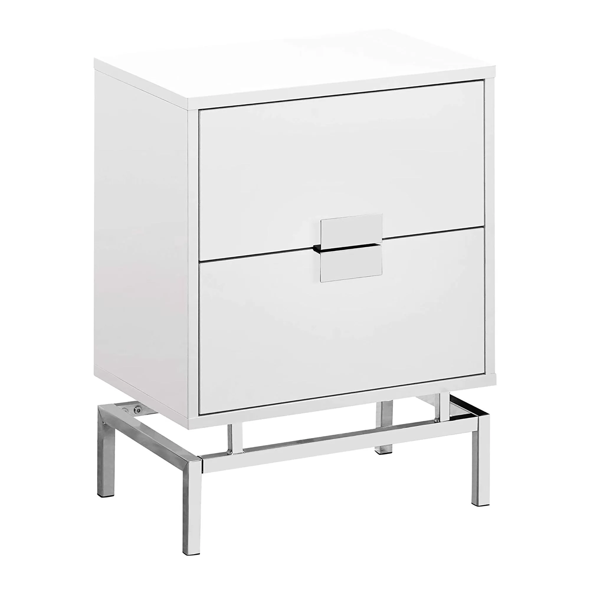 Monarch Specialties 24 Inch Rectangular Accent Table Drawers Glossy White