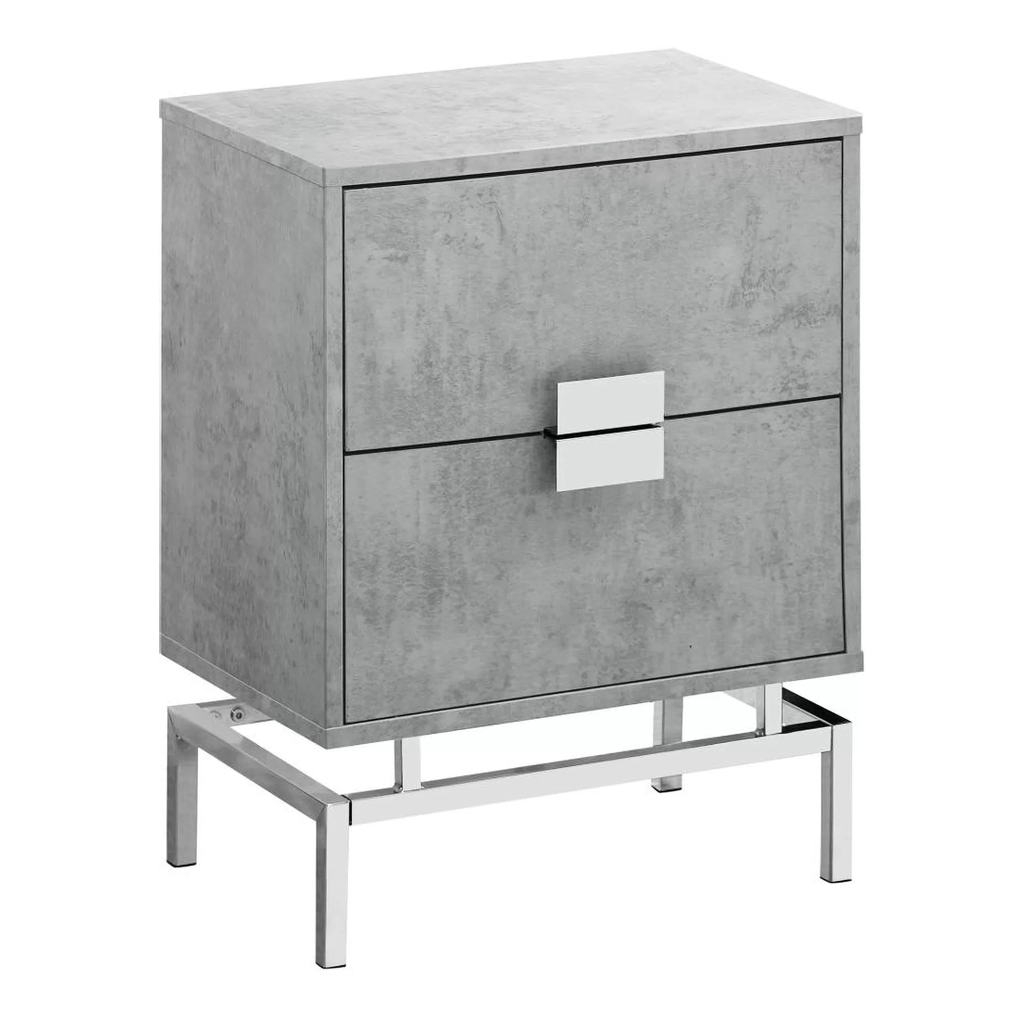 Monarch Specialties 24 Inch Rectangular Accent Table Drawers Gray & Chrome