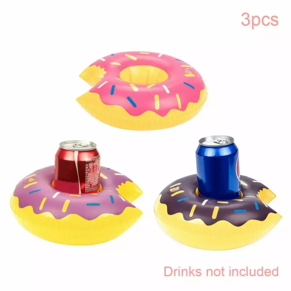 3PCS Inflatable Donut Cup Drink Holders Floats Pool Party Kids Bath Toys