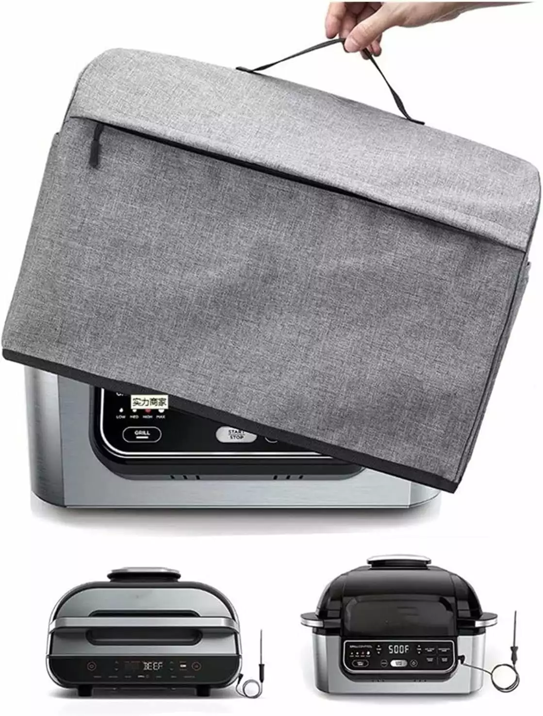 Indoor Grill Cover Intelligent XL 600D Oxford Cloth Dustproof Waterproof Gray QIQIN