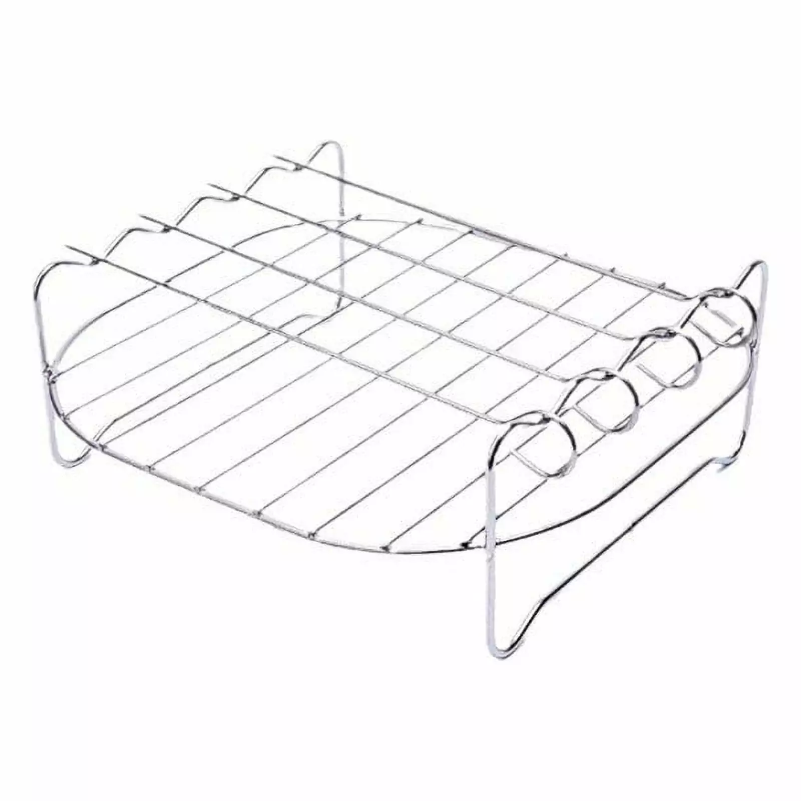 Zeceoua Air Fryer Double Layer Shelf Skewer Rack Stainless Steel Barbecue Grill Accessory Zeceouar