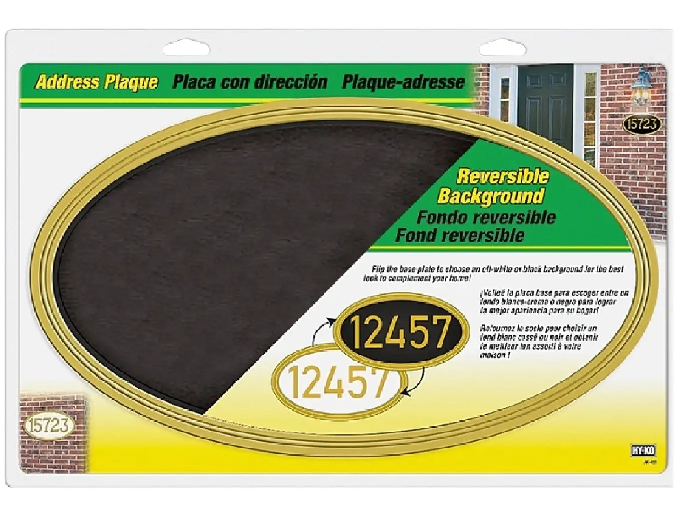 Hy-Ko AK-450 Oval Gold Frame Address Plaque Home Identification