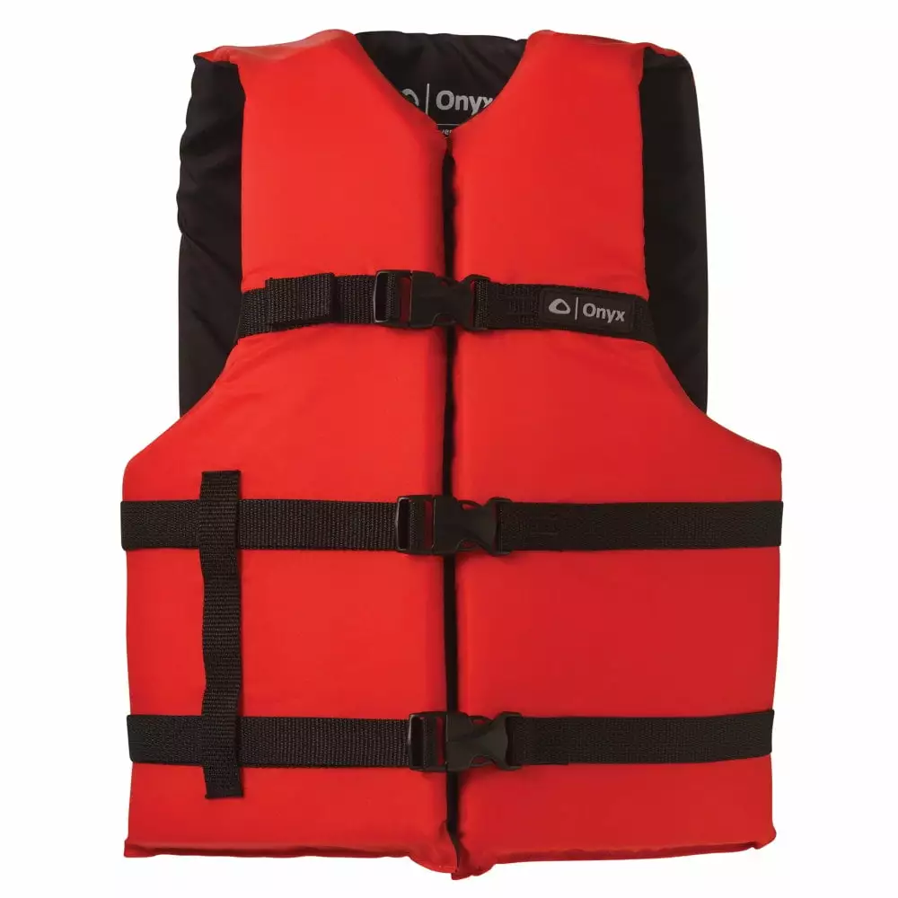 Absolute Outdoor Onyx Adult General Purpose Vest Type III Red Life Jacket Boating and Water Sports
