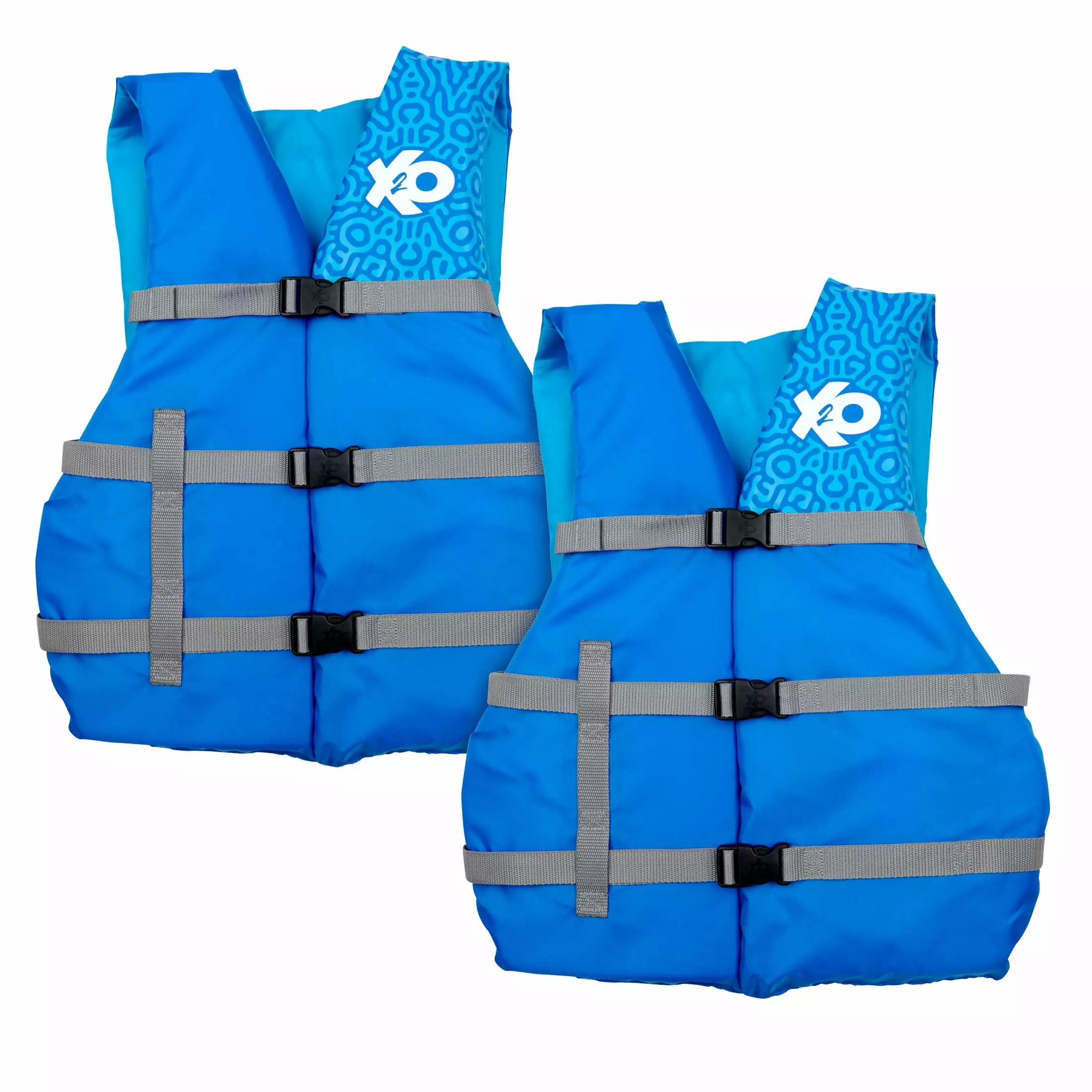 X2O Universal Adult Life Vest and Jacket 30 - 52 Chest Blue Ocean Coral 2-Pack Adult