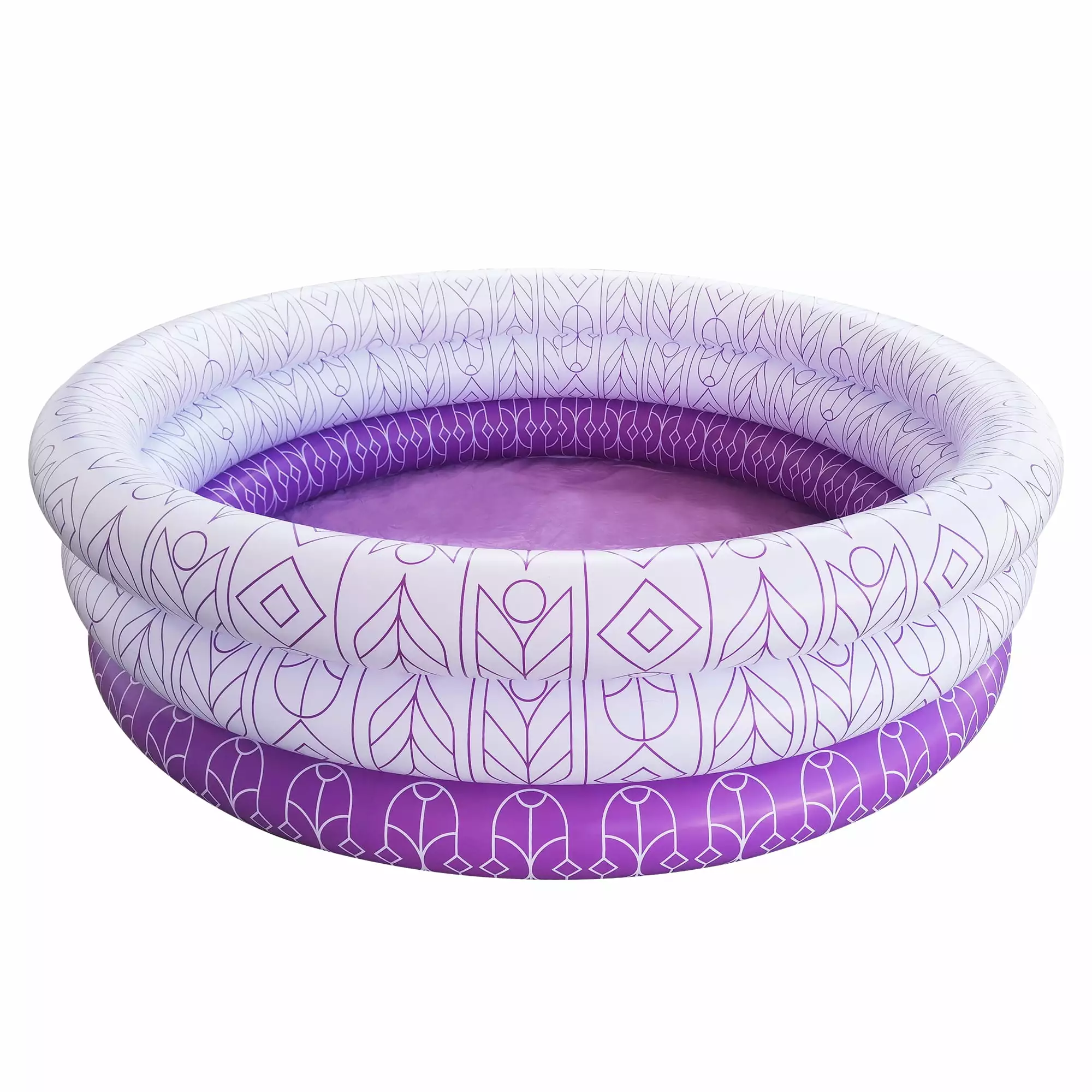 Summer Club Inflatable 5.5ft 3 Ring Adult Pool Purple Aztec Print Design