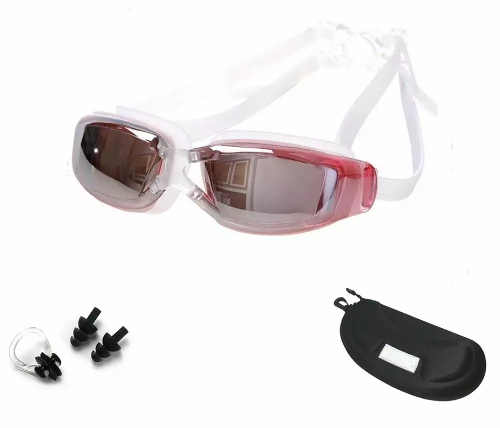 Adult Unisex Swim Goggles UV Protection - Mirror Coated Lenses Leak-Free Design Protective Case