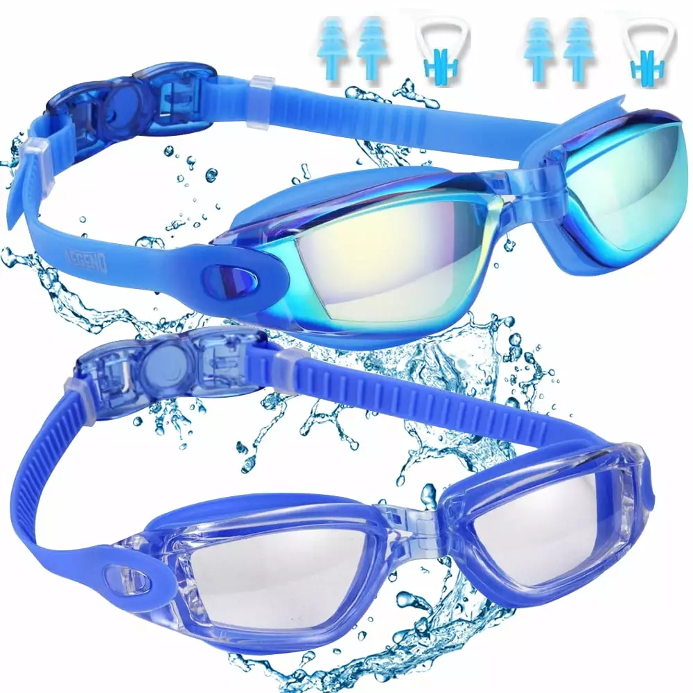2 Pack Swim Goggles Anti-Fog UV Protection Leak-Proof Triathlon Swim Glasses Adults Men Women Youth