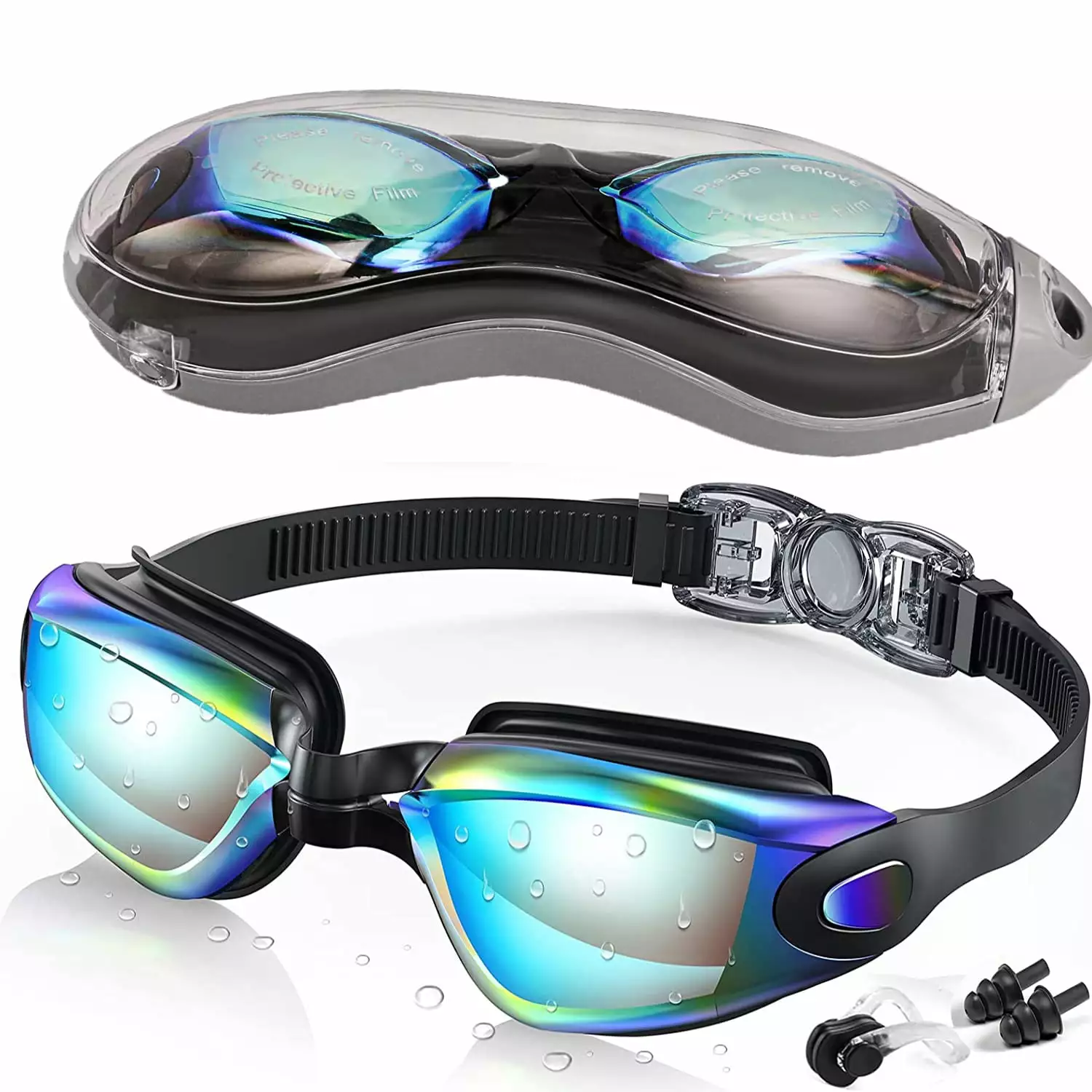 Y2Konexi Swim Goggles No Leaking Full Protection Anti-Fog UV Protection Adult Men Women Youth - Pink-Blue