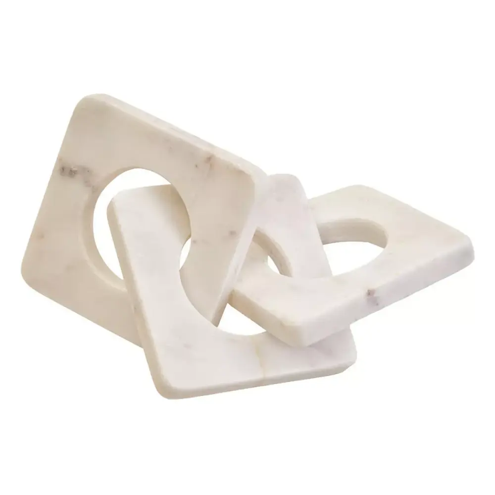 Nason White Marble Three Link Chain Decorative Sculpture