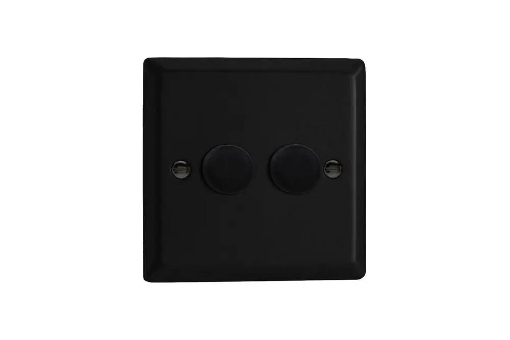 Varilight Urban Matt Ebony V-Pro 2-Gang 1 or 2 Way 2 x 250W Push-on/Push-Off V-Pro LED Dimmer