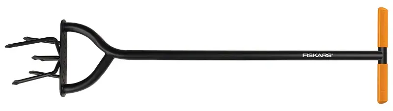 Fiskars 79906935J Garden Tiller, 11 W, 40 L, 5 L Tine, 6-Tine, Alloy Handle