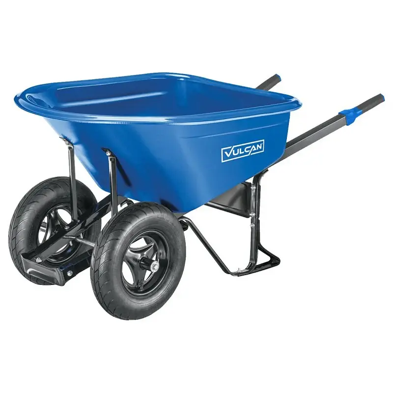 Vulcan PH7-S-2W-OR Wheelbarrow, 7 cu-ft Volume, High-Density Polyethylene, 2-Wheel, Pneumatic Wheel, 16 Wheel