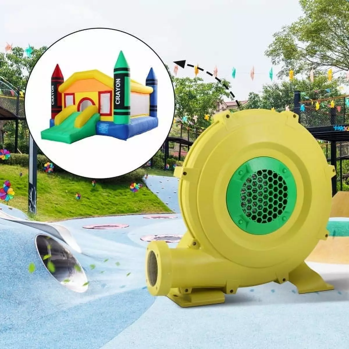 Cheelom 450W Outdoor Indoor Air Blower Pump Fan Inflatable Bounce Castle and Water Slides Safe Portable