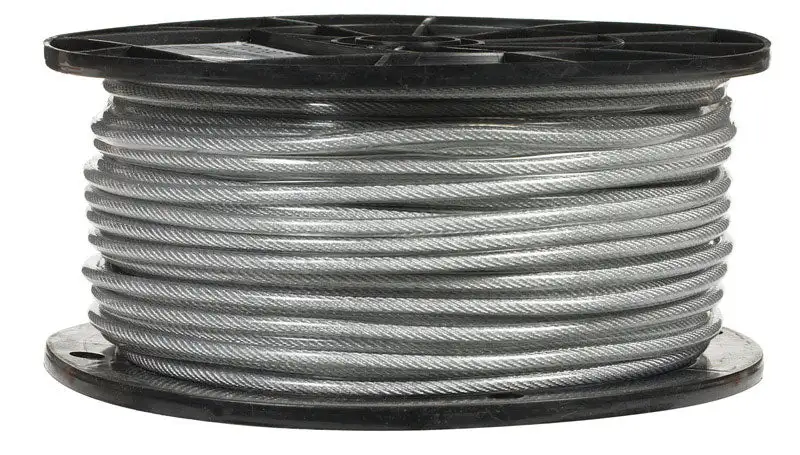 Campbell Clear Vinyl Galvanized Steel Aircraft Cable 3/32 Inch 250 Feet