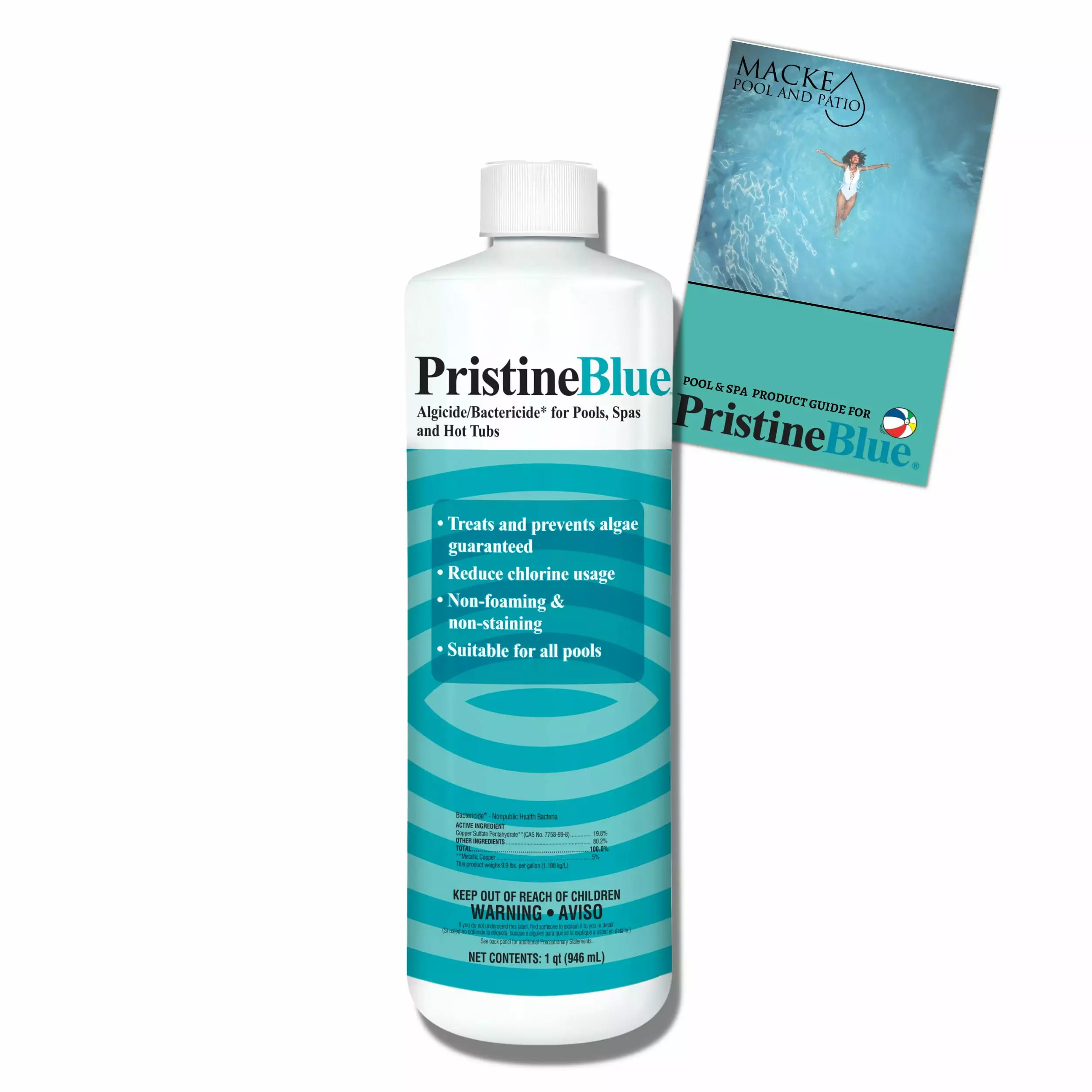 Pristine Blue 32 Ounce Algae and Bacteria Controller Pool or Spas 128oz