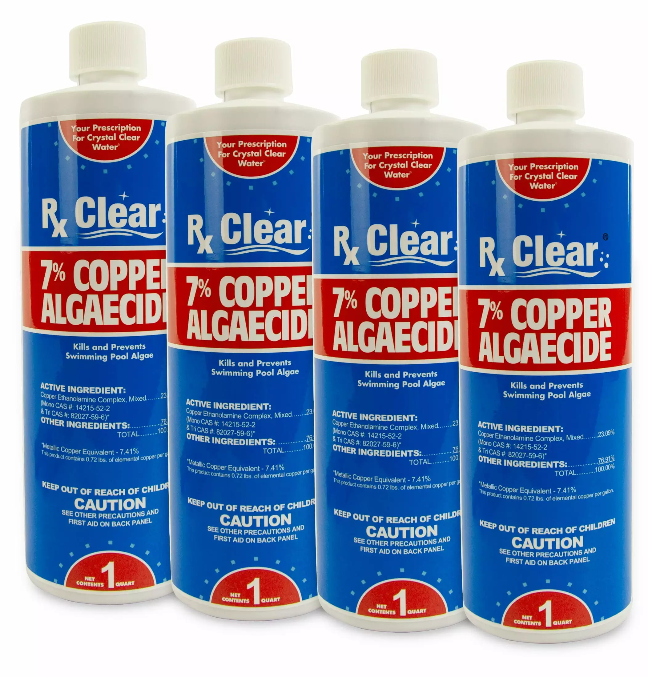 Rx Clear 7 Copper Algaecide Swimming Pools 4 Pack