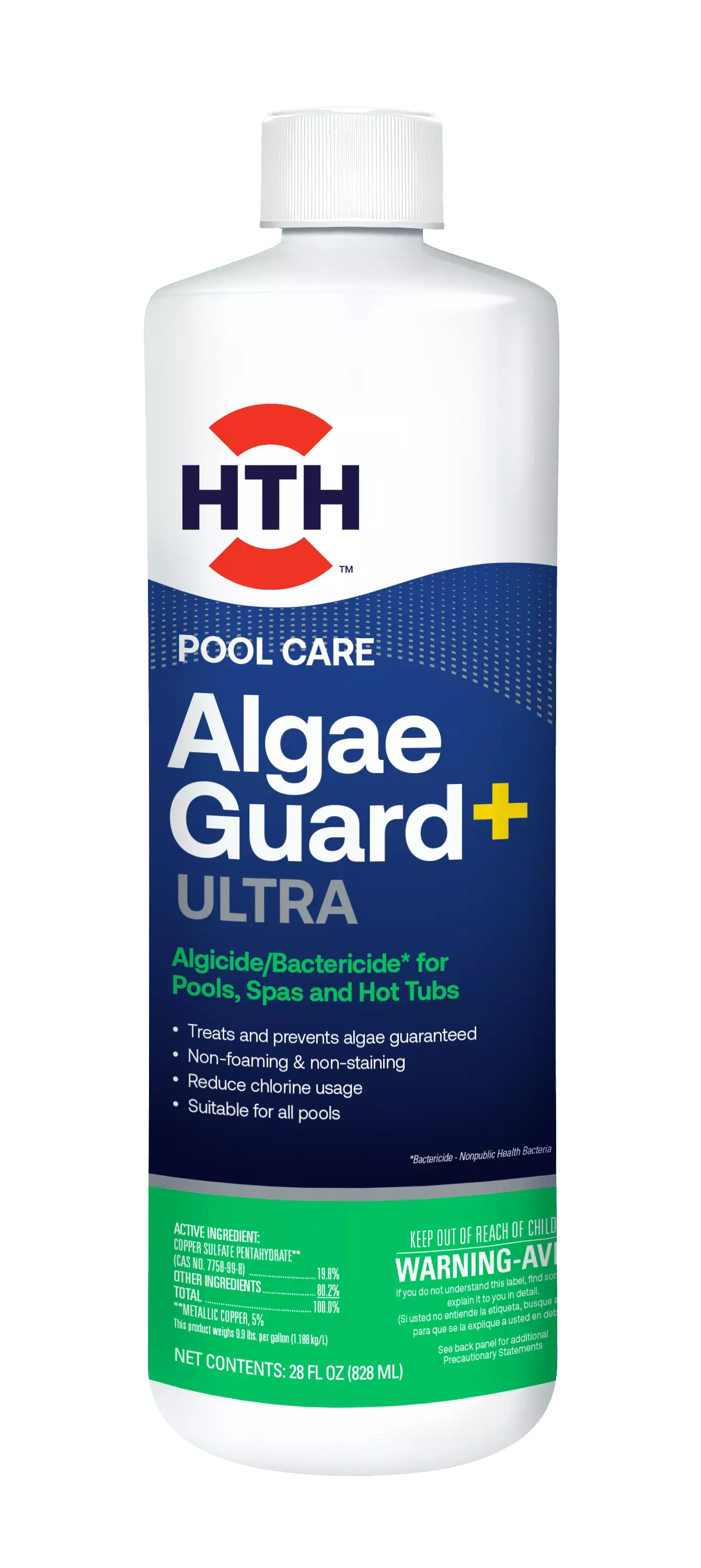 HTH Pool Care Algae Guard Ultra Liquid Swimming Pool Algaecide 28oz 28