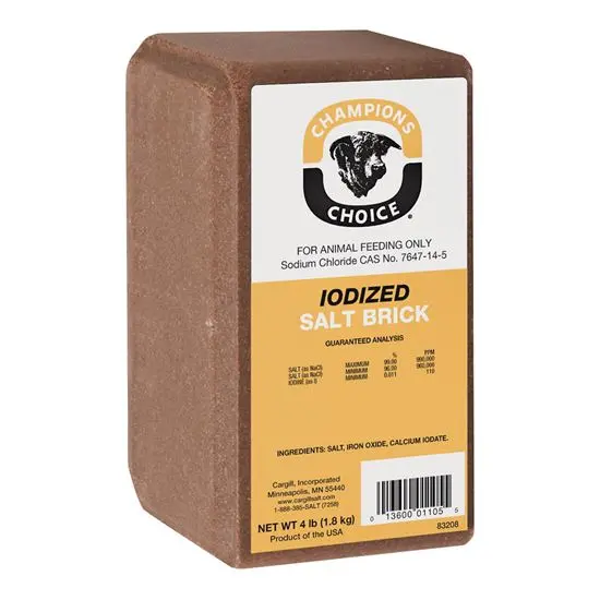 Champions 110005052 Iodized Salt Brick 4 Lbs Livestock and Animal Health