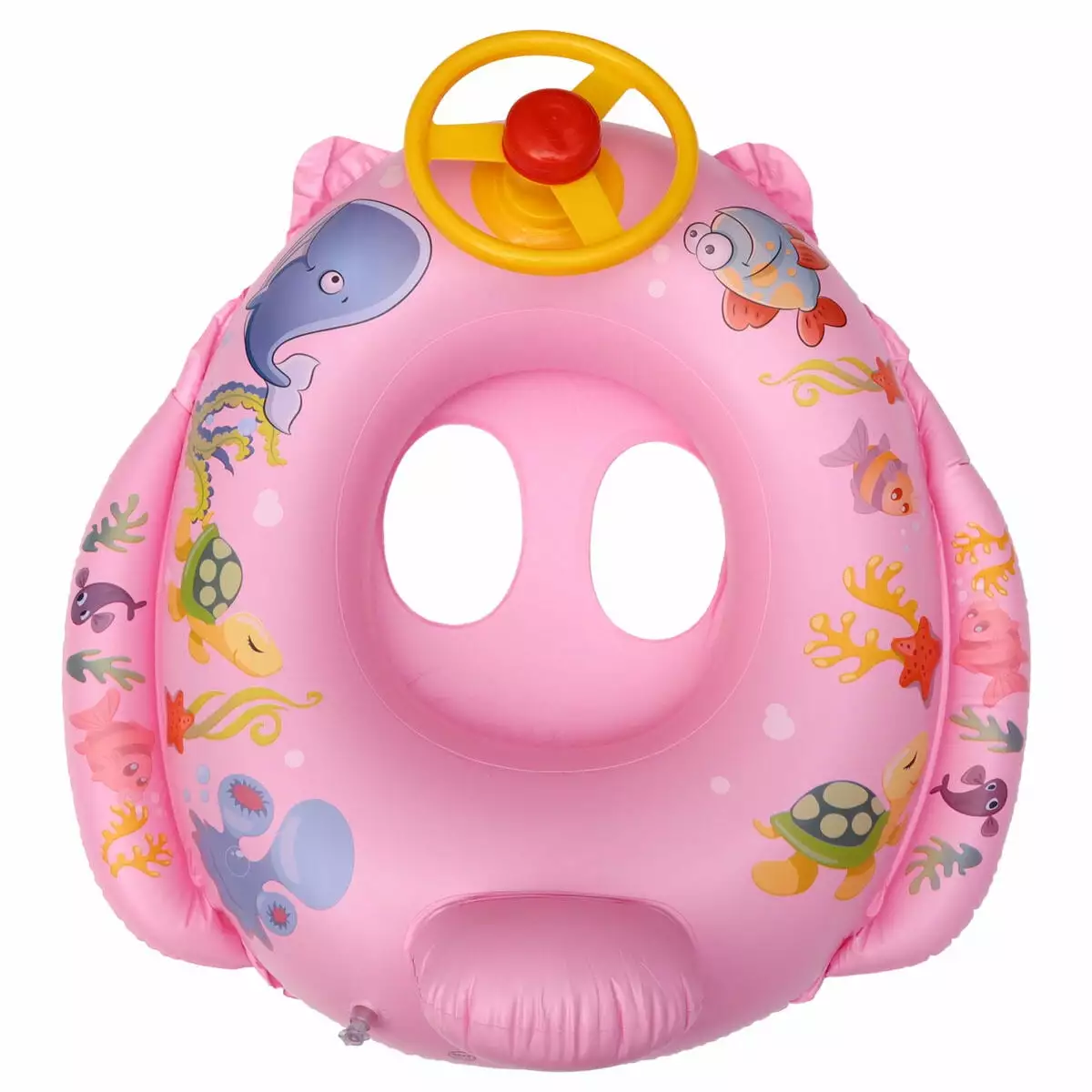 Cartoon Fish Shaped Swim Ring Thicken Children's Steering Wheel Trumpet Water Swim Ring Girl Boy Mixed Color