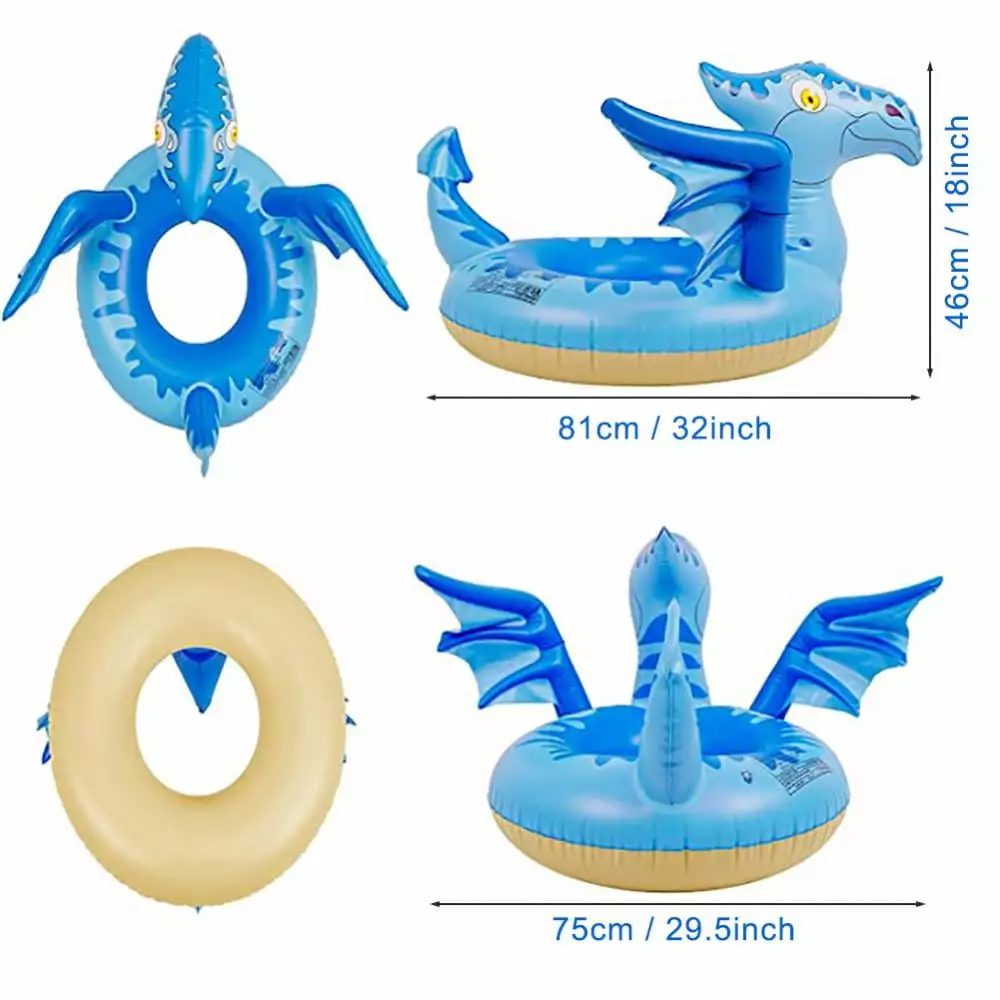 Dinosaur Swimming Pool Rings Kids Inflatable Floaties Zizi Sound Fun Party Toys