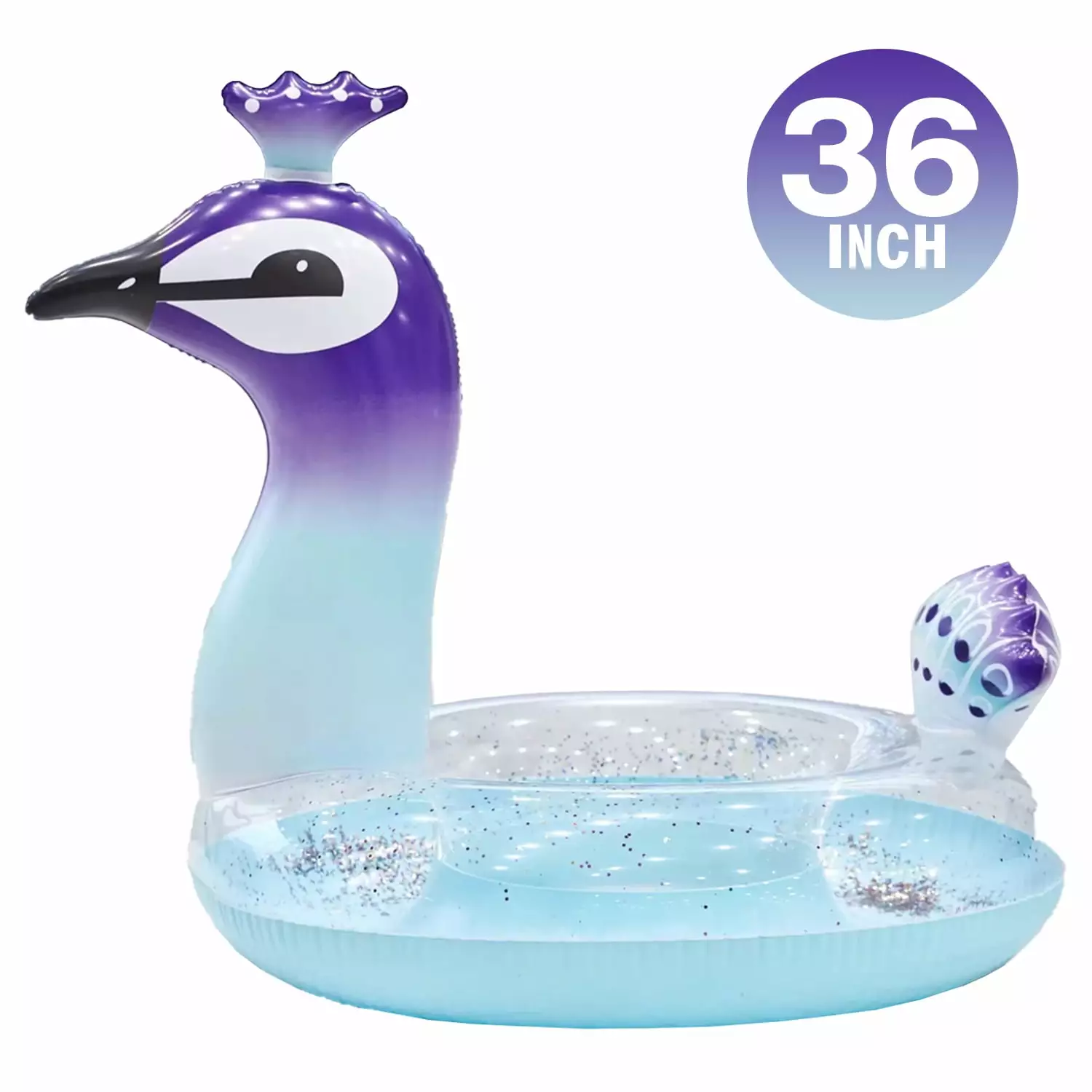 Inflatable Peacock Pool Float Toy Glitter Summer Beach Pool Party Lounge Raft 36 Inch 36