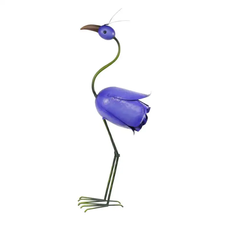 Alpine Iron Blue 33 Inch Rose Flamingo Garden Statue