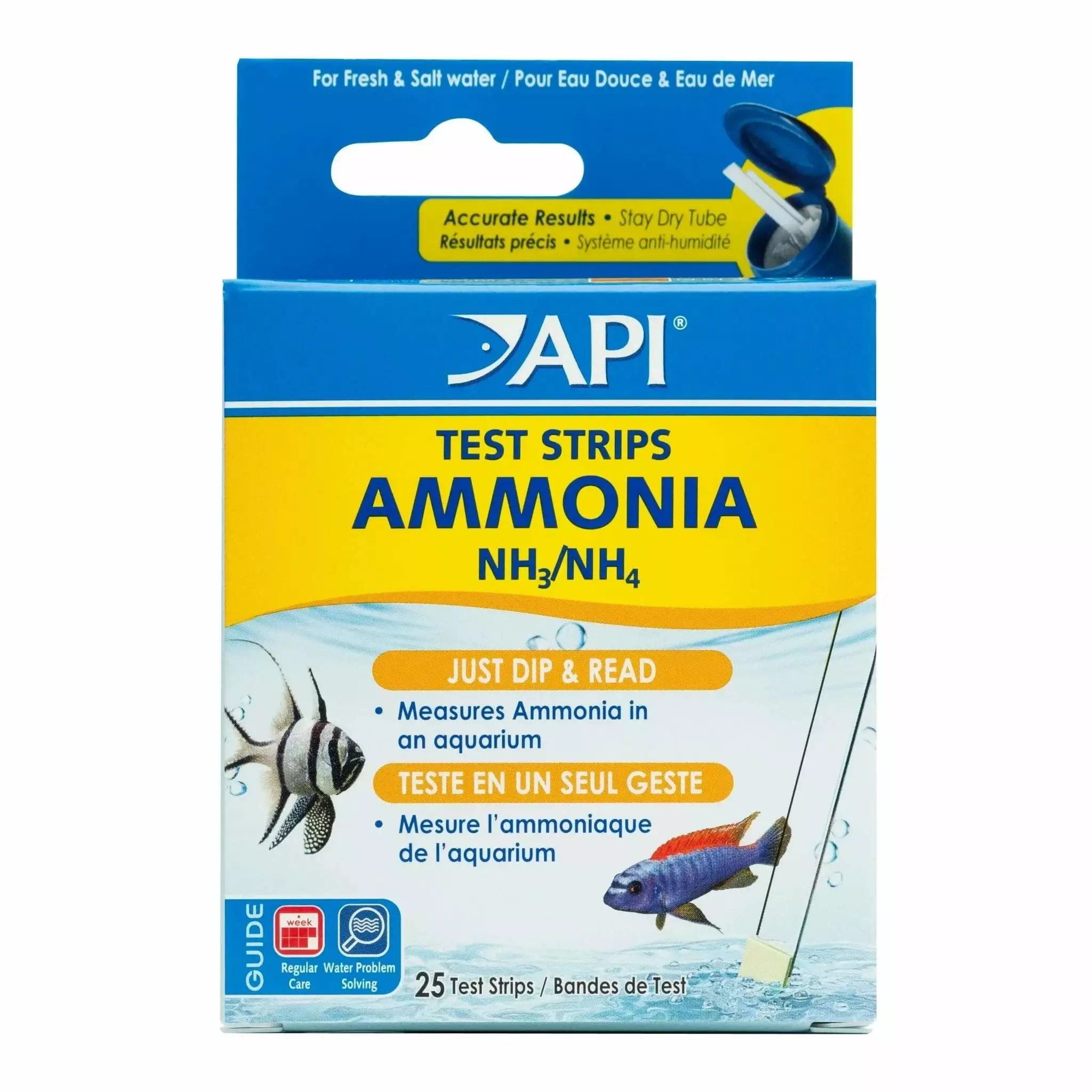 API Ammonia Aquarium Test Strips 25 Count Quick Freshwater Saltwater Testing 75