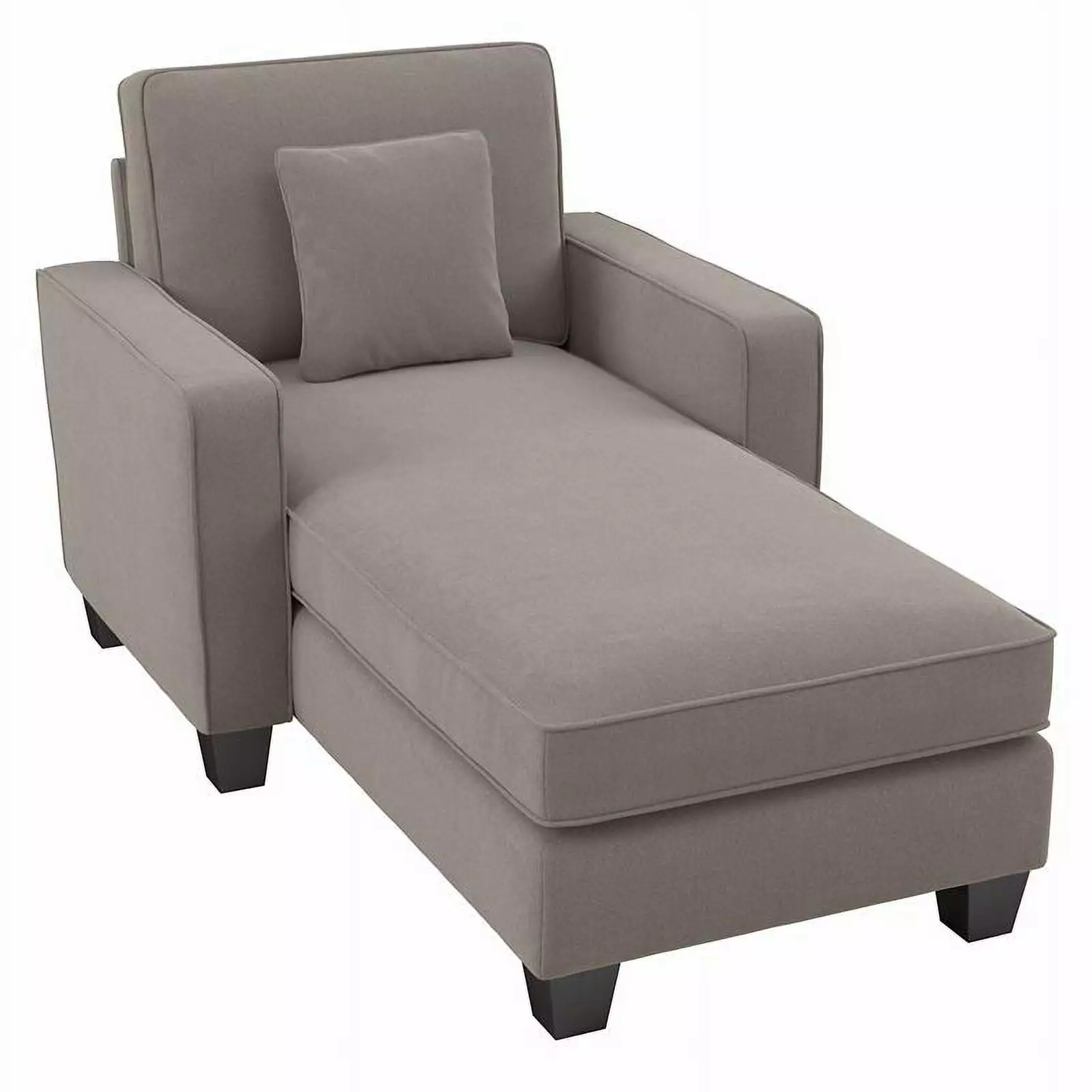 Pemberly Row Chaise Lounge Arms Beige Herringbone Fabric Living Room Furniture Chaise