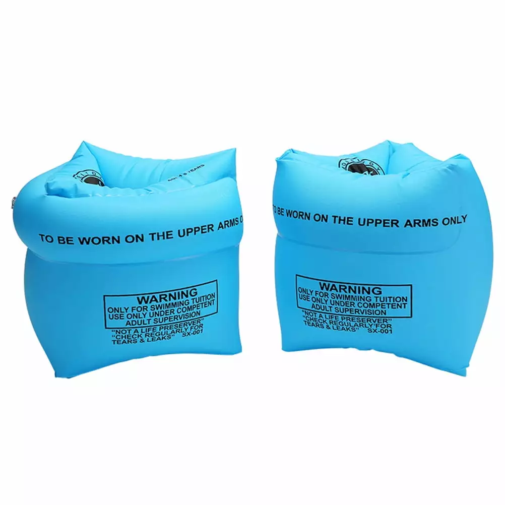 Eease 2 Pcs Inflatable Arm Floaties Kids Toddlers and Adults Sky-blue Swimming Safety Floatation Sleeves 23
