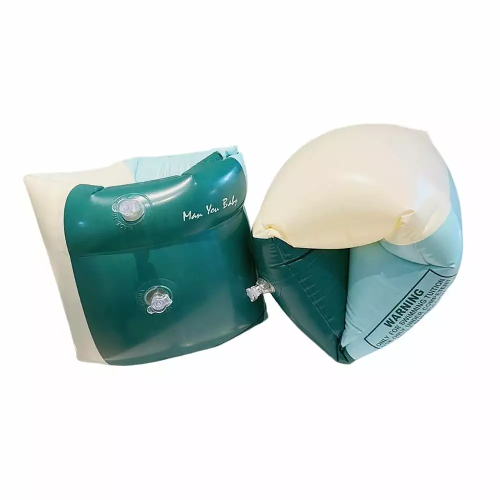 1Pair Arm Float Ring Double Air Bag Inflatable Arm Sleeve Olive Green Plaid Water Sports Accessories One