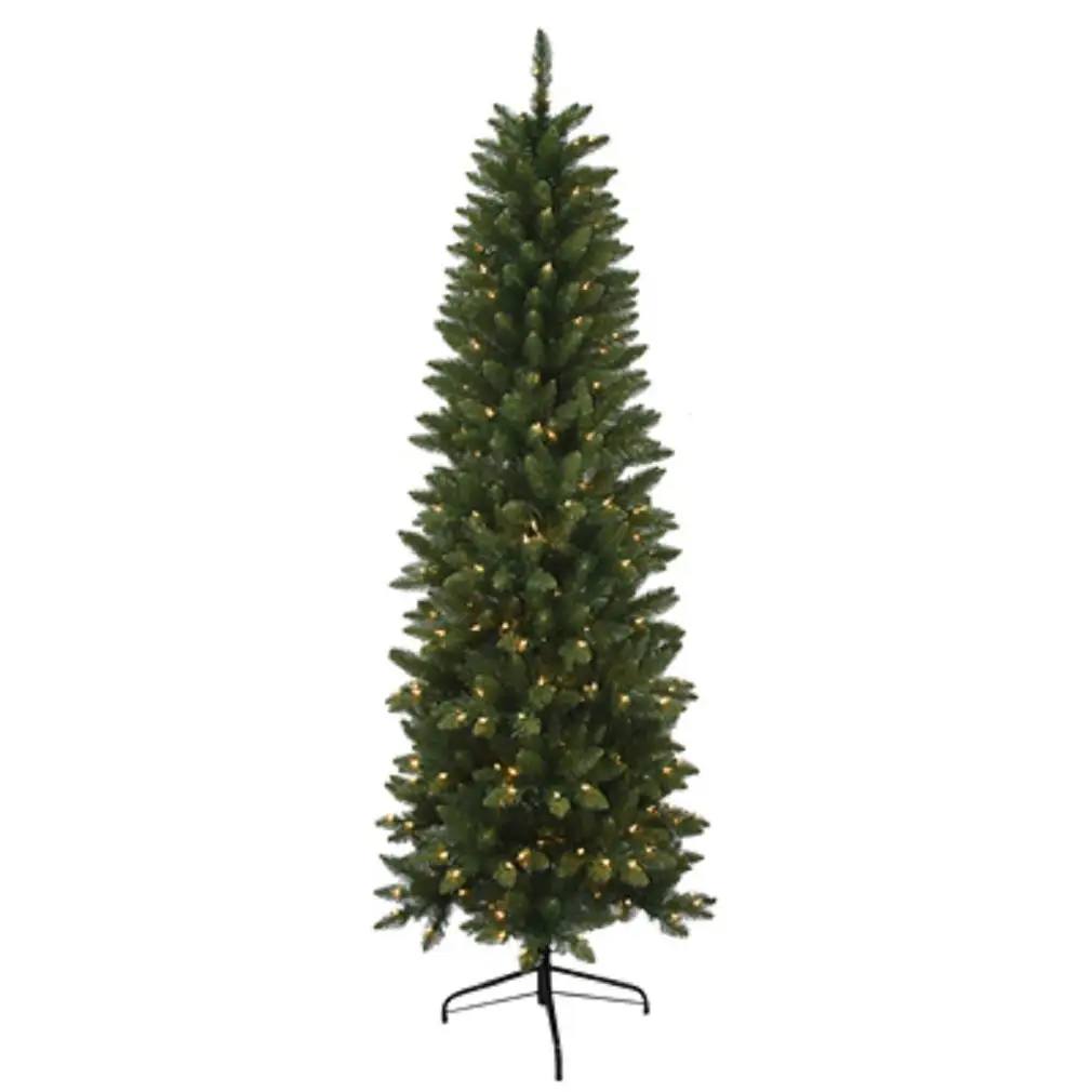Puleo 277-JSGP-70C3 Pre-Lit Jasper Fir Pencil Slim Artificial Christmas Tree 7 Feet Green