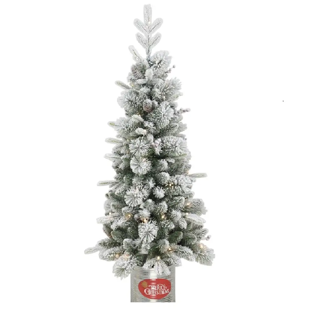 Santas Forest 29780 Prelit Snowy Nobel Tree 8 Feet Christmas Tree Lights