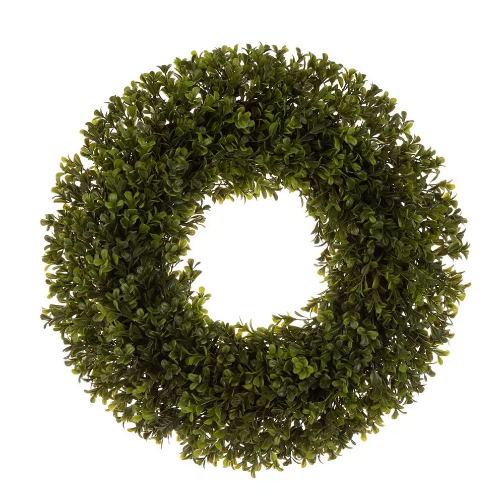 Glitzhome 18 Inch D Artificial Boxwood Wreath Green Floral Decor