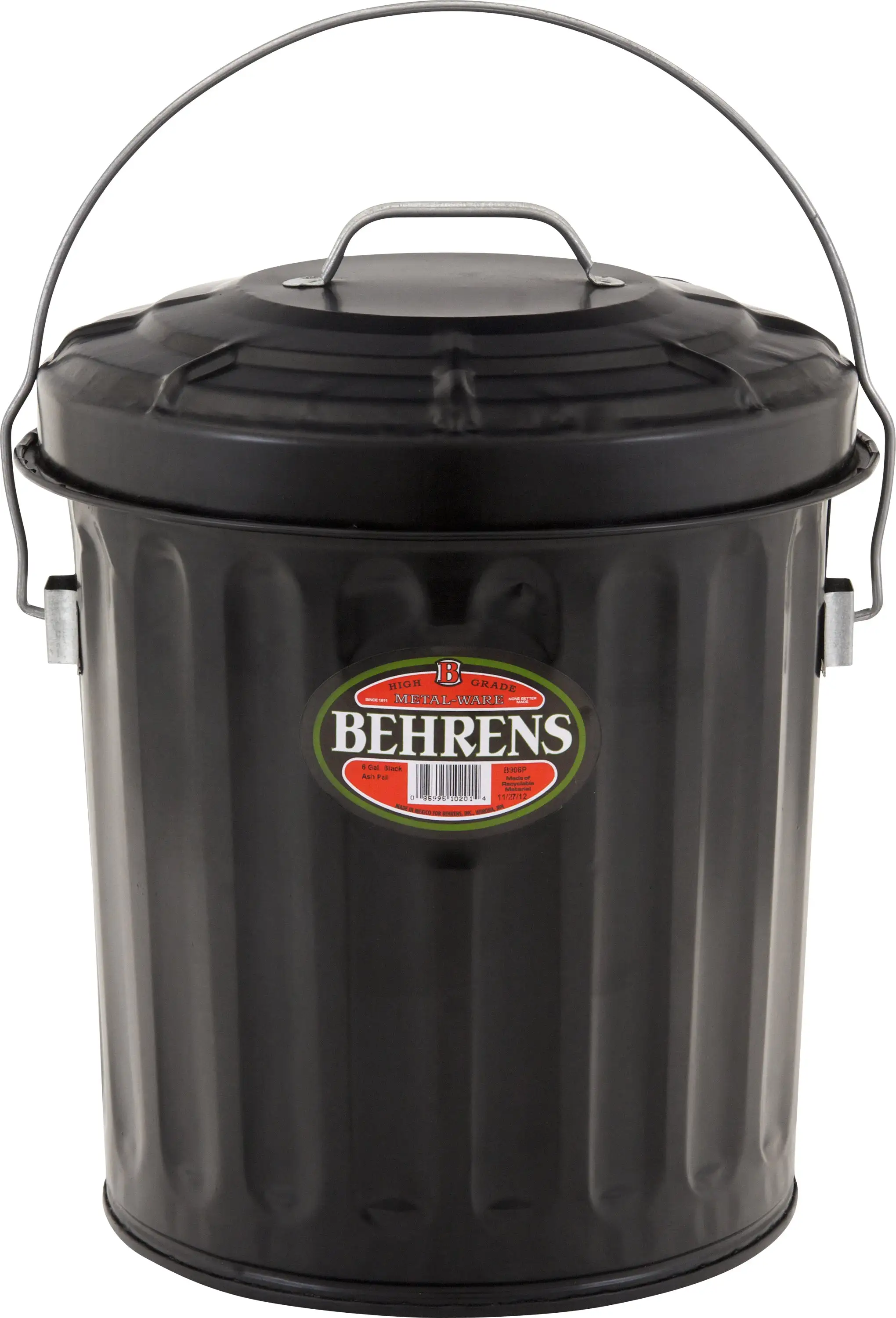 Behrens B907P 7.5 Gallon Black Ash Pail Fireplace and Outdoor Use