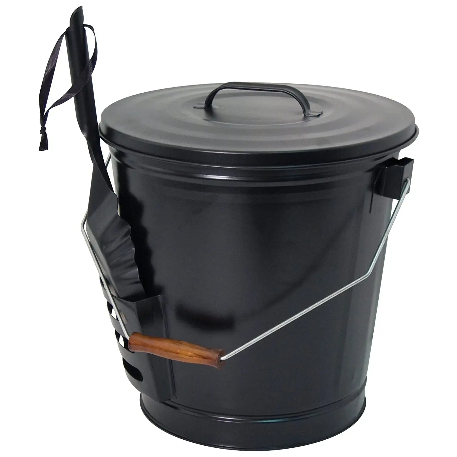 Panacea 15343 Fireplace Ash Bucket Shovel Black Powder Coated Steel