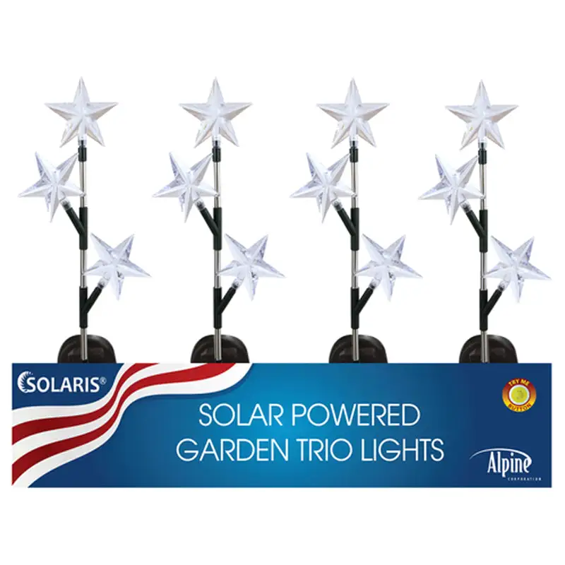 Alpine Acrylic Solar Star Trio Garden Stake Pack 20 Outdoor Decoration