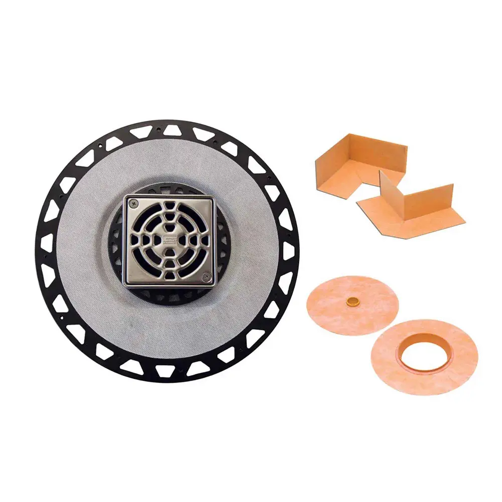 ABS Plastic Drain Kit Stainless Chromed Square Grid, 4"