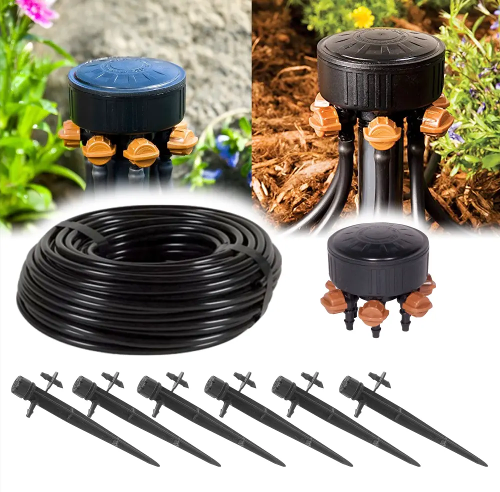 6 Plant Drip Irrigation Home Grow Kit - Emitters Customizable Manifold 0-20 GPH