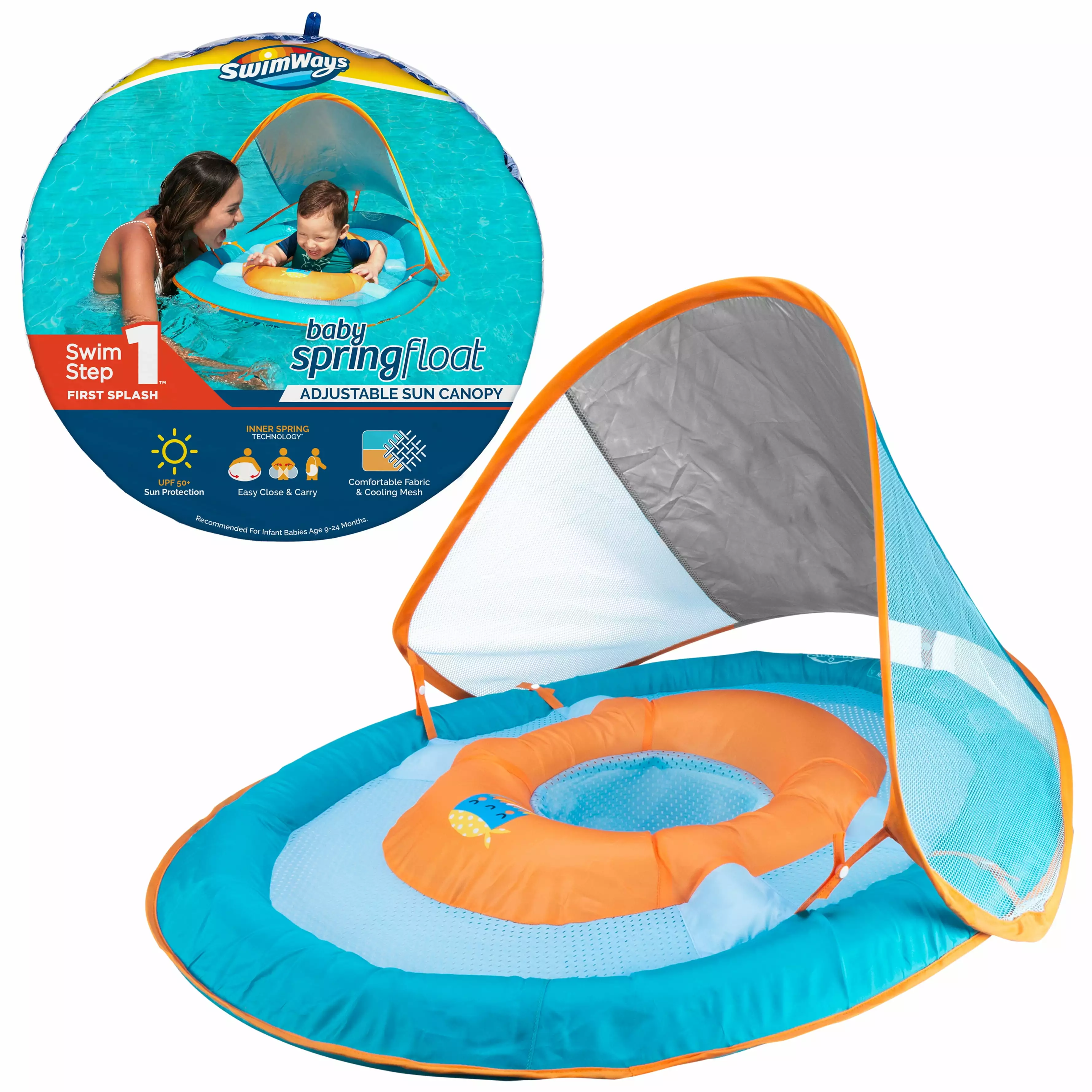 SwimWays Baby Spring Float Sun Canopy Safe Swimming 9-24 Months 11